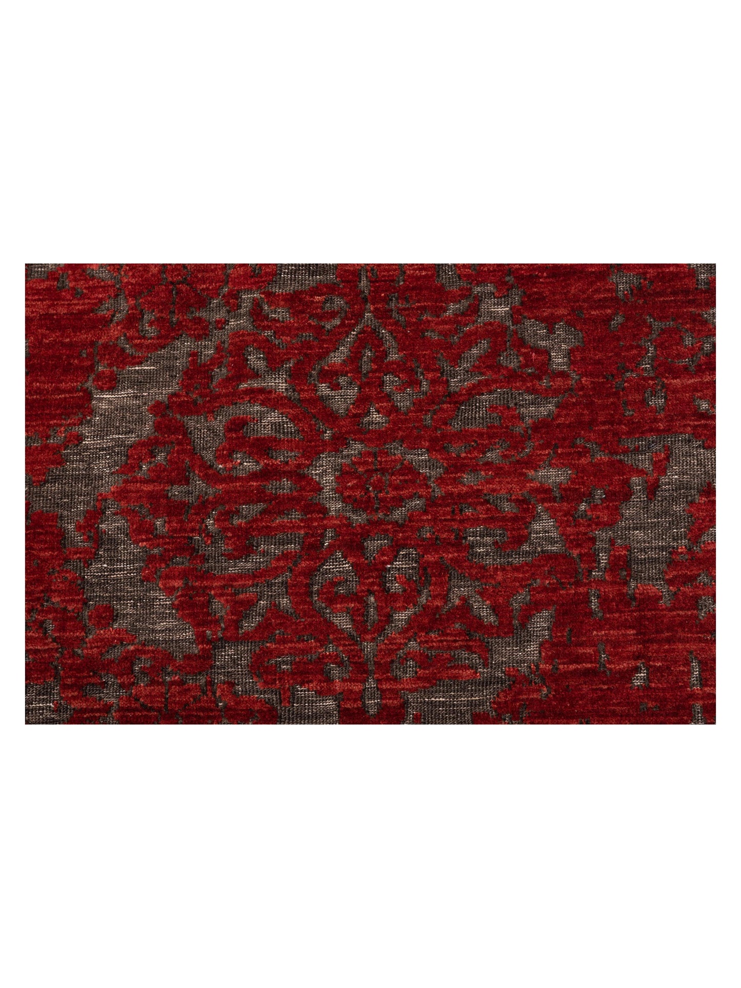 Defne Beony Charcoal Red 8.2x9 Hand Knotted Rug