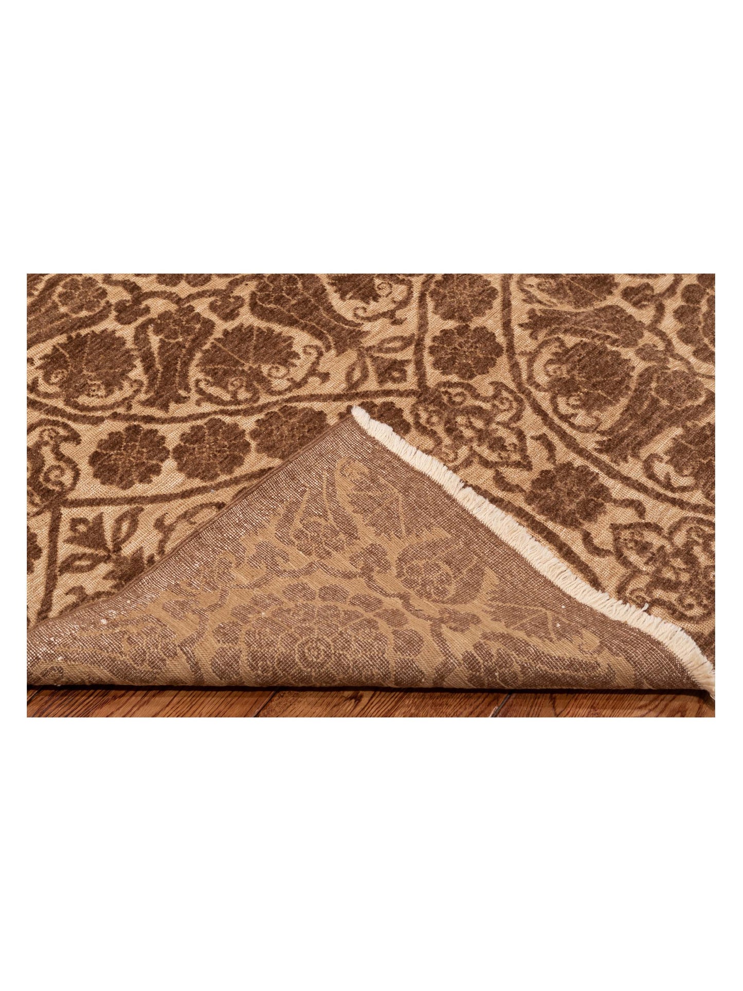 Defne Lotus Brown Dark Brown 9.11x13.8 Hand Knotted Rug