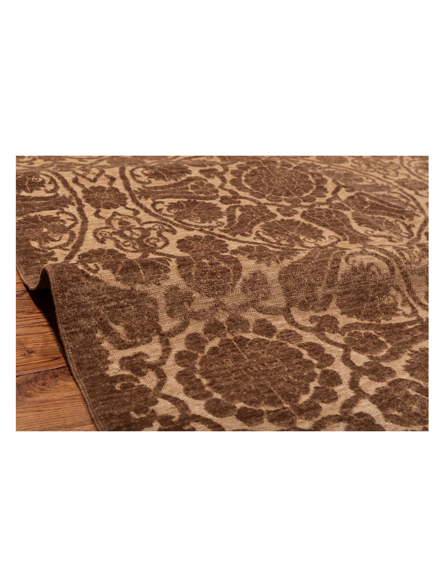 Defne Lotus Brown Dark Brown 9.11x13.8 Hand Knotted Rug
