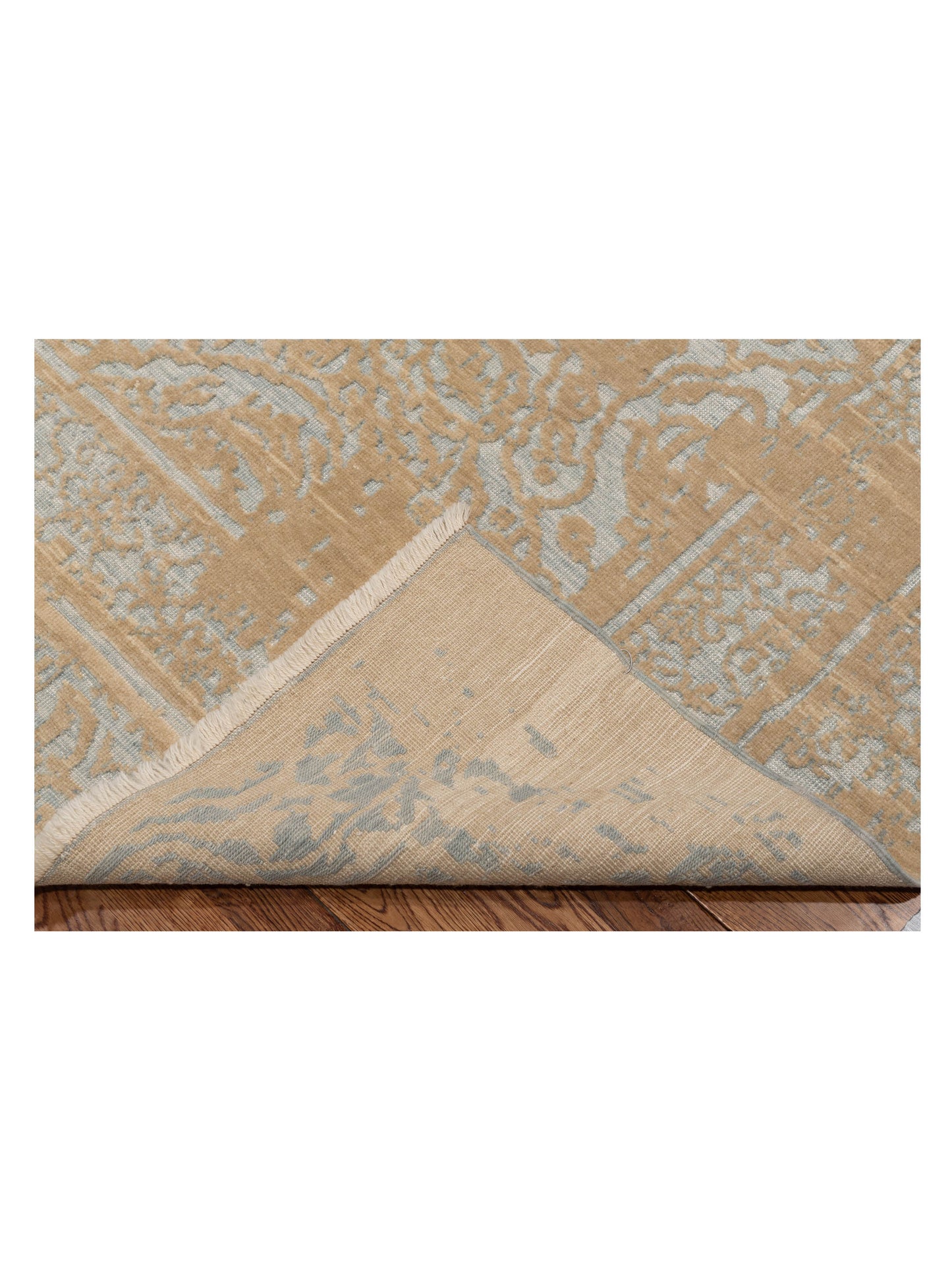Defne Emet Ice Blue Ivory 6.6x9.9 Hand Knotted Rug