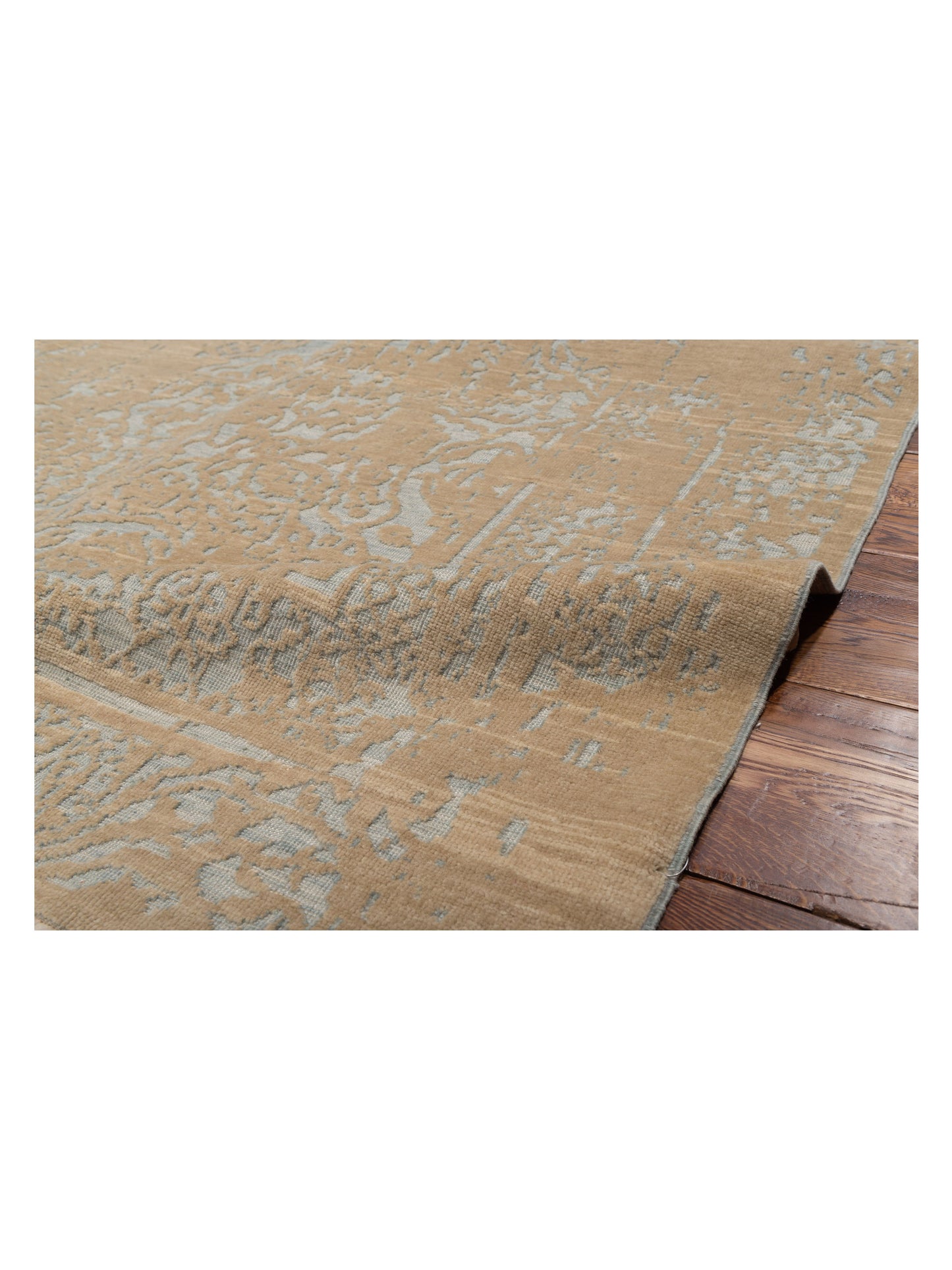 Defne Emet Ice Blue Ivory 6.6x9.9 Hand Knotted Rug
