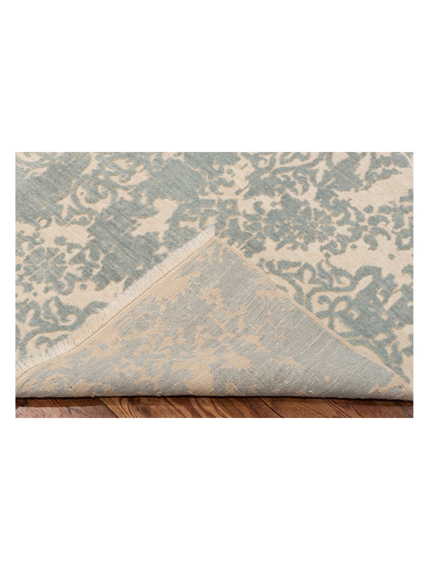 Defne Beony Ivory Blue 5.7x8.3 Hand Knotted Rug