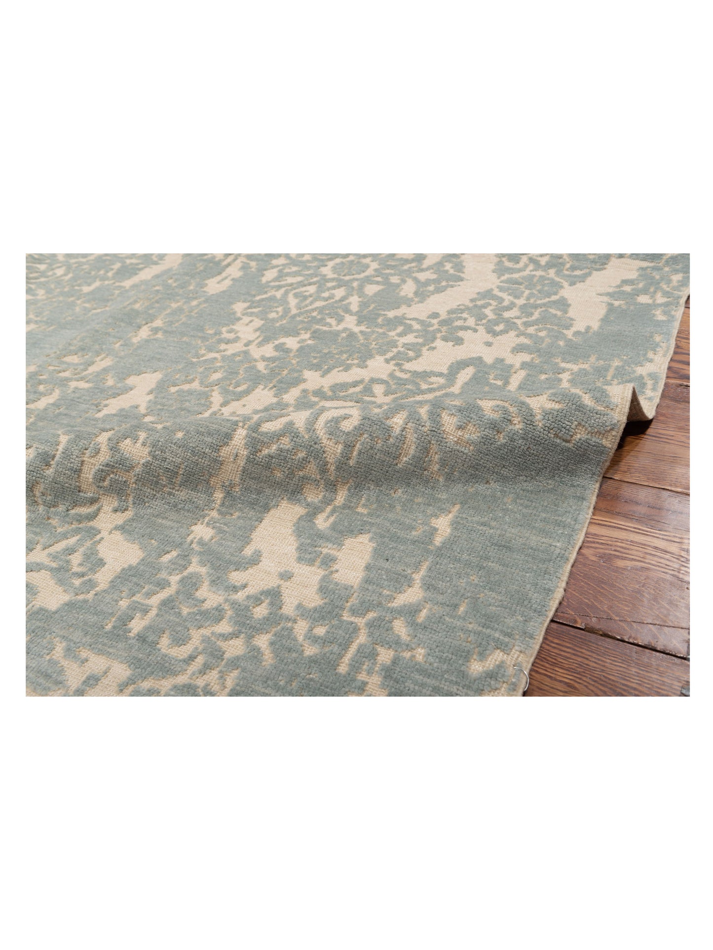 Defne Beony Ivory Blue 5.7x8.3 Hand Knotted Rug