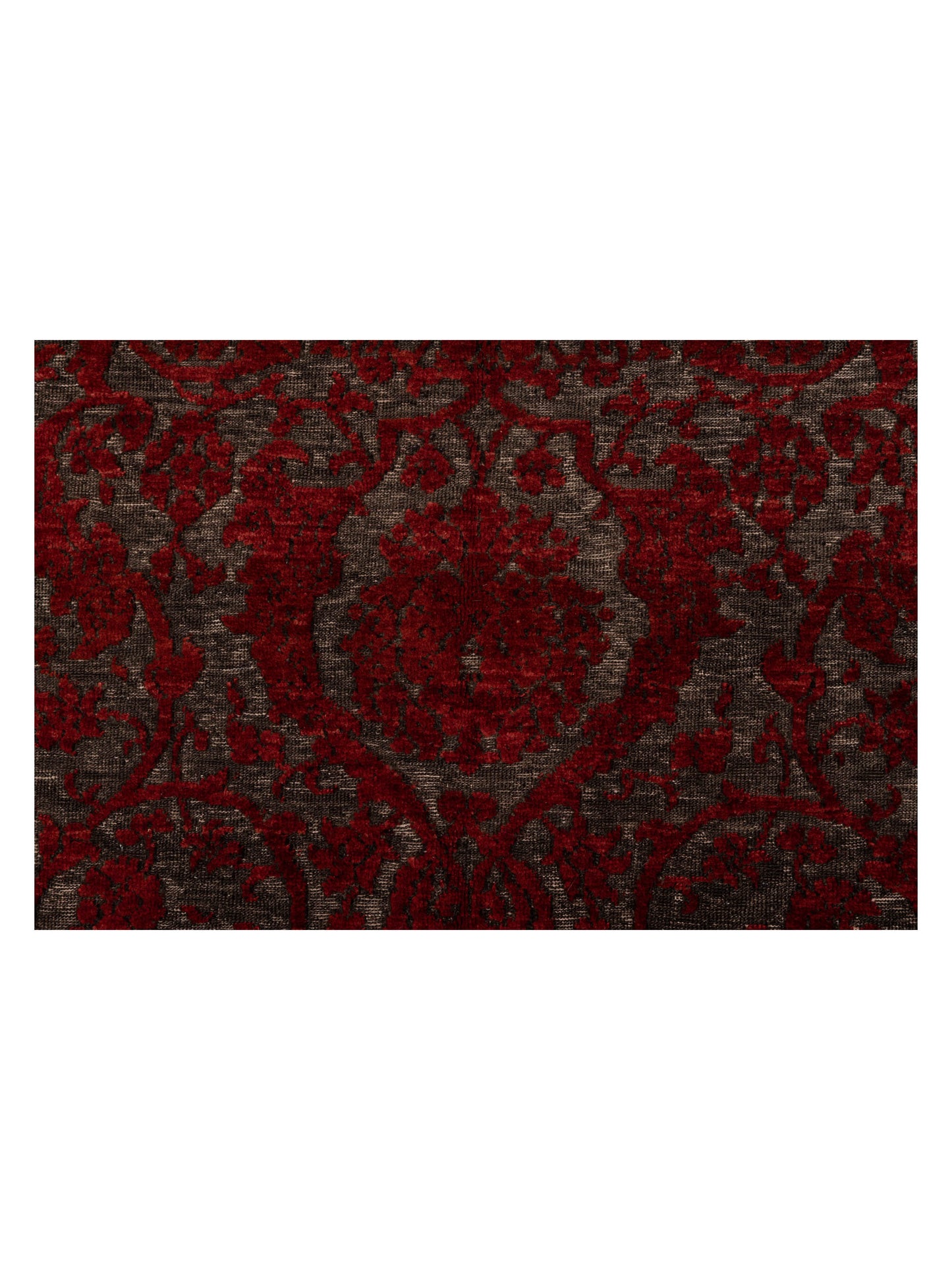 Defne Orchid Charcoal Red 6.6x9.6 Hand Knotted Rug