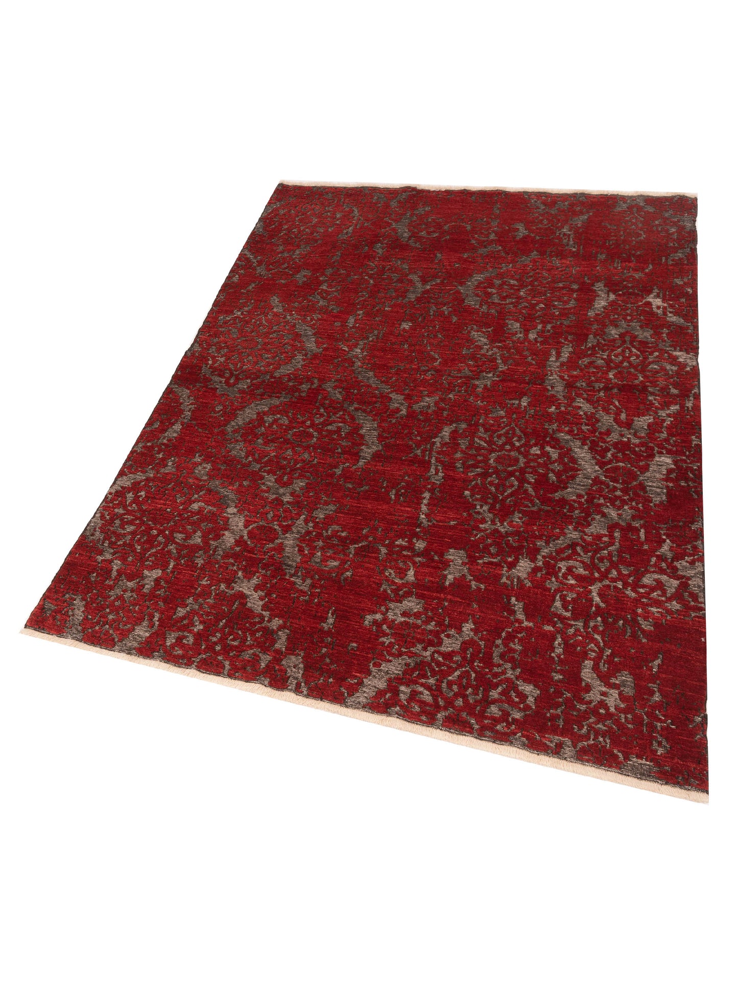 Defne Beony Charcoal Red 5.7x8.1 Hand Knotted Rug