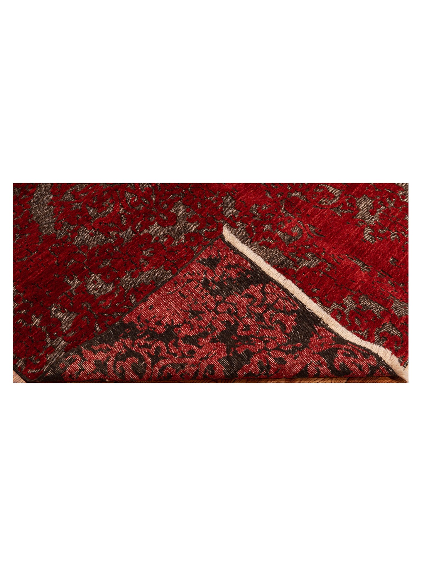 Defne Beony Charcoal Red 5.7x8.1 Hand Knotted Rug