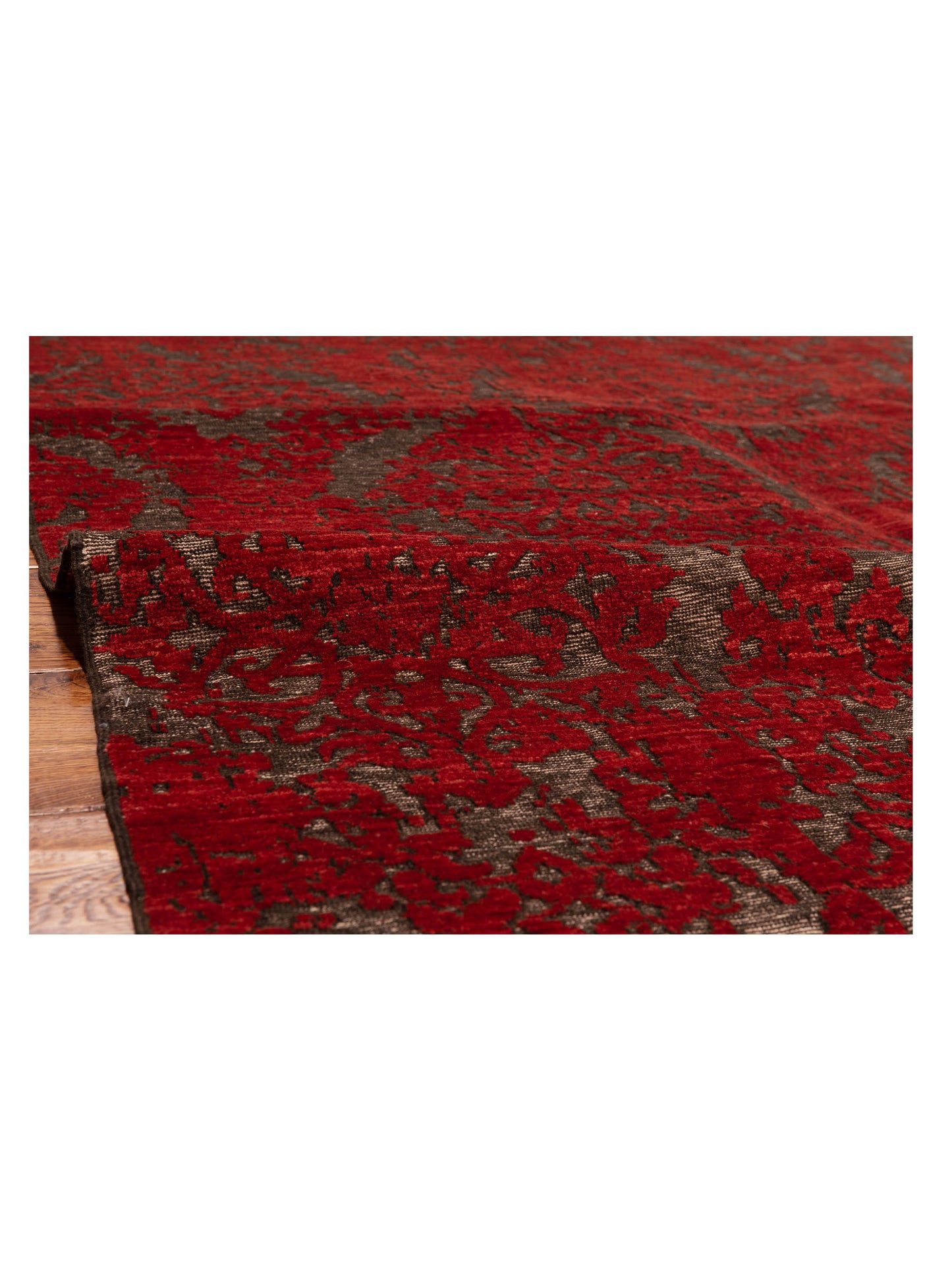 Defne Beony Charcoal Red 5.7x8.1 Hand Knotted Rug