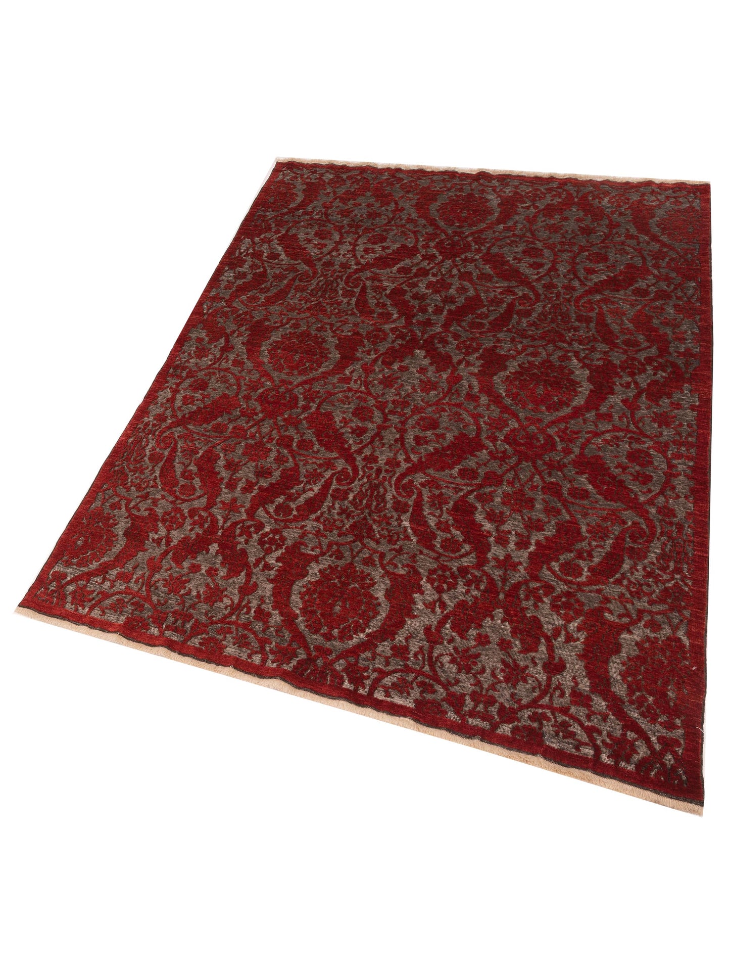 Defne Orchid Charcoal Red 5.7x8 Hand Knotted Rug