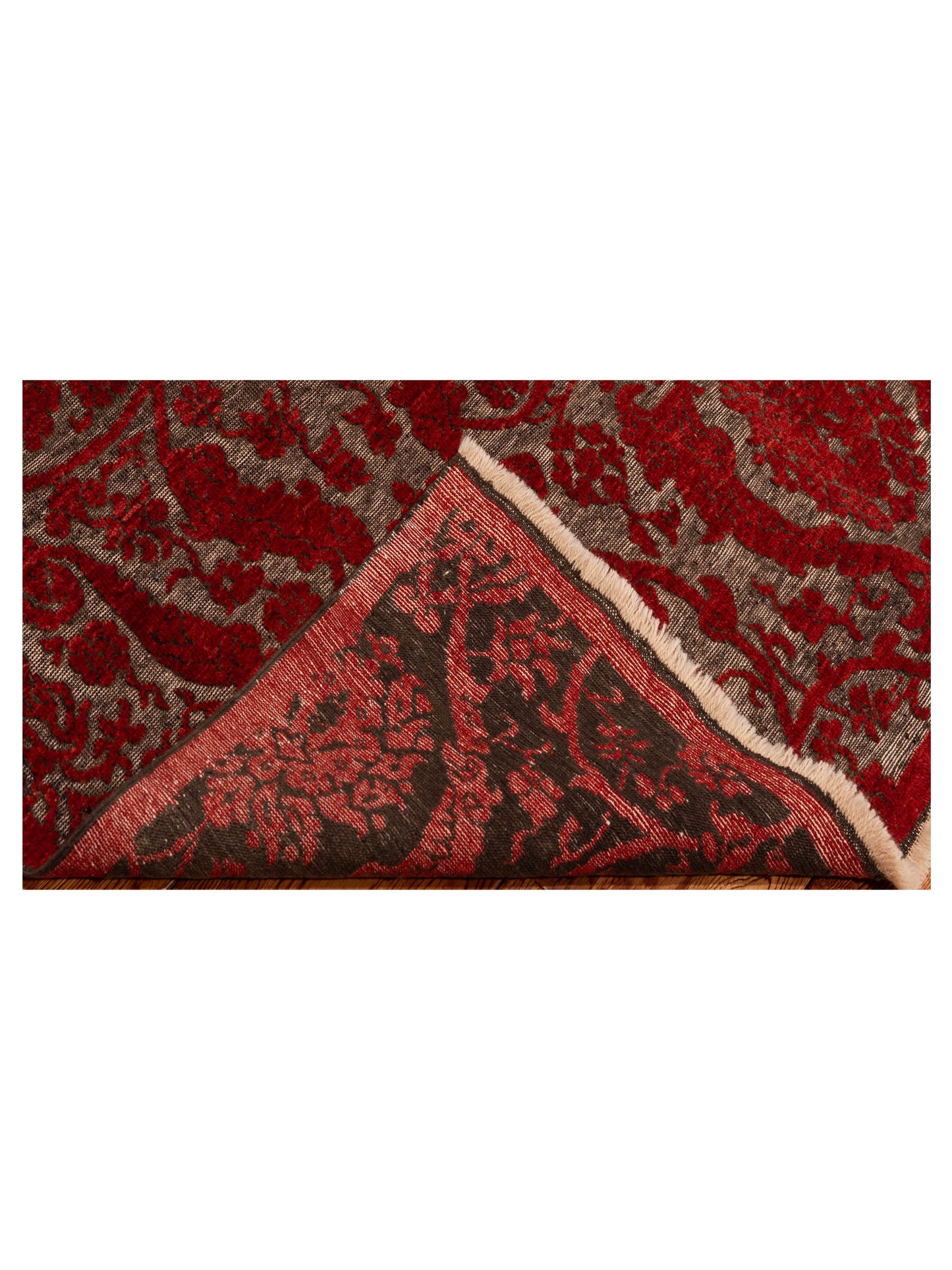 Defne Orchid Charcoal Red 5.7x8 Hand Knotted Rug