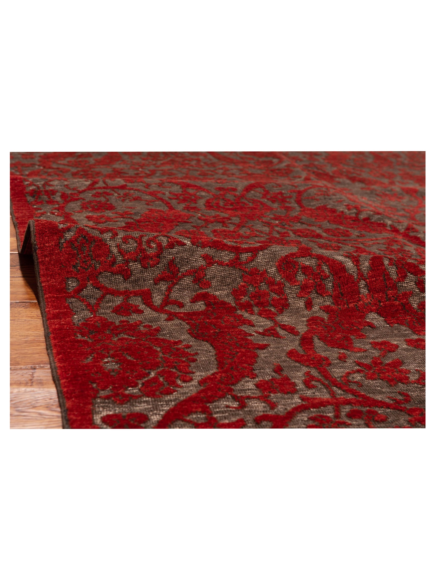 Defne Orchid Charcoal Red 5.7x8 Hand Knotted Rug