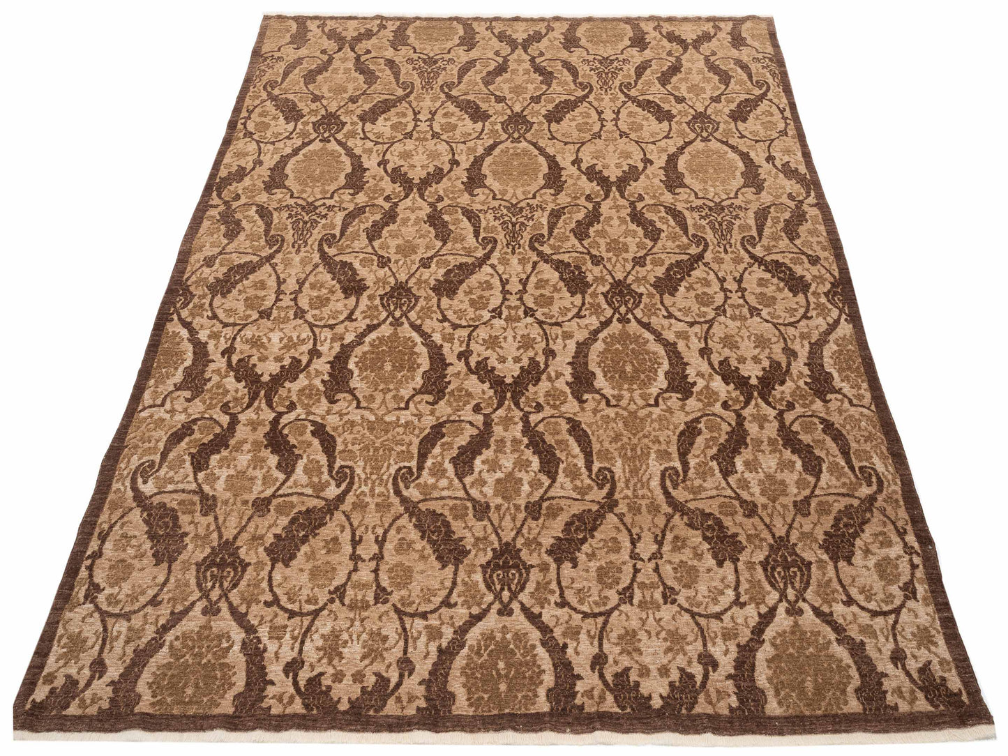 Defne Orchid Brown Brown 8.1x9.8 Hand Knotted Rug