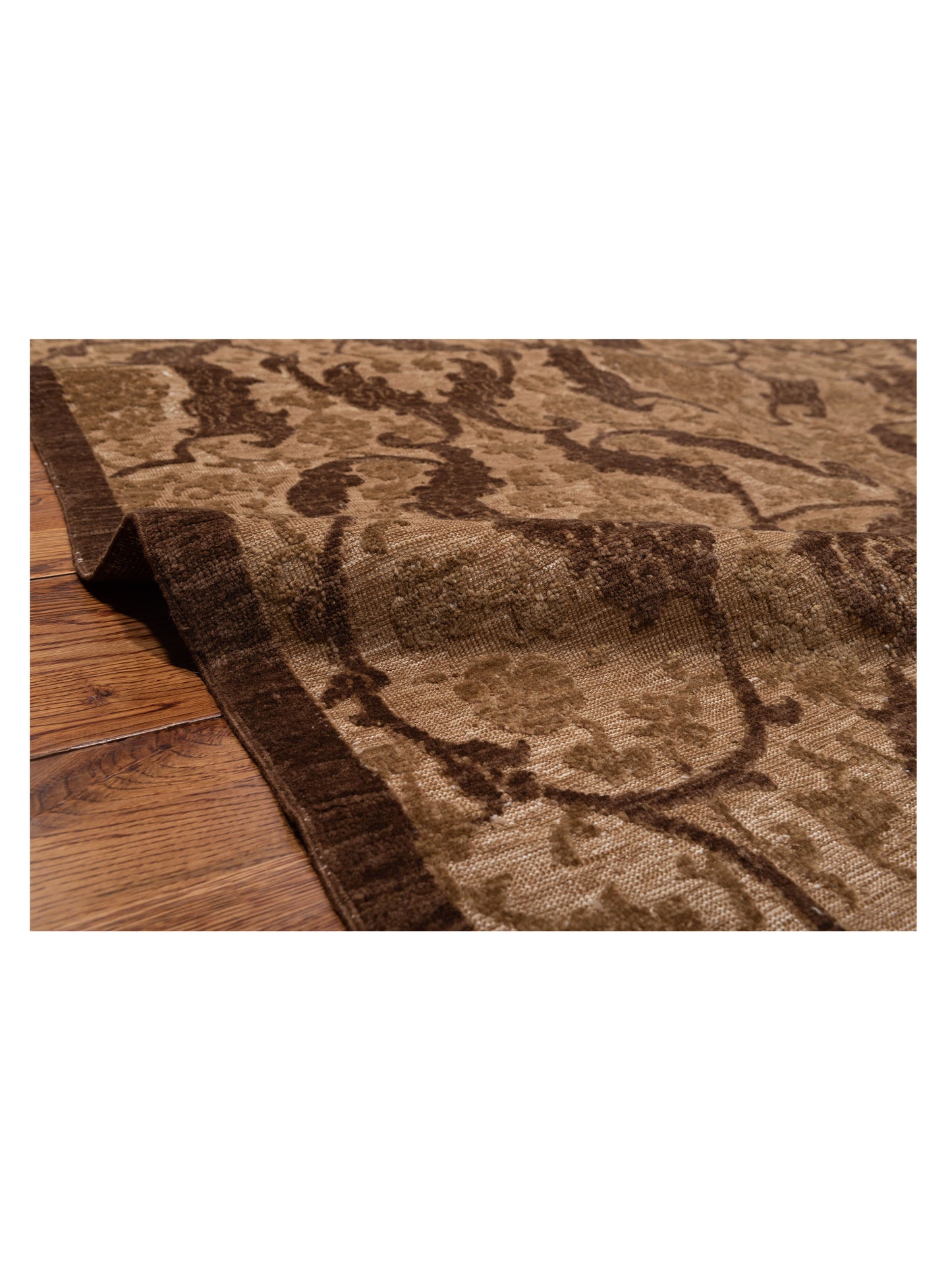 Defne Orchid Brown Brown 8.1x9.8 Hand Knotted Rug