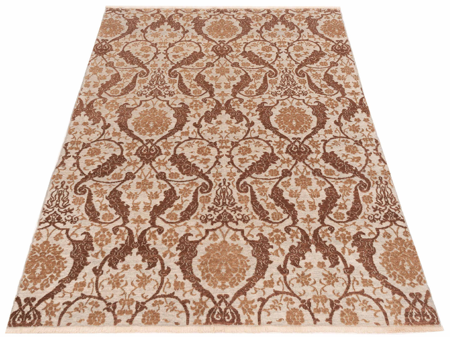 Defne Orchid Beige Dark Brown 5.7x8 Hand Knotted Rug