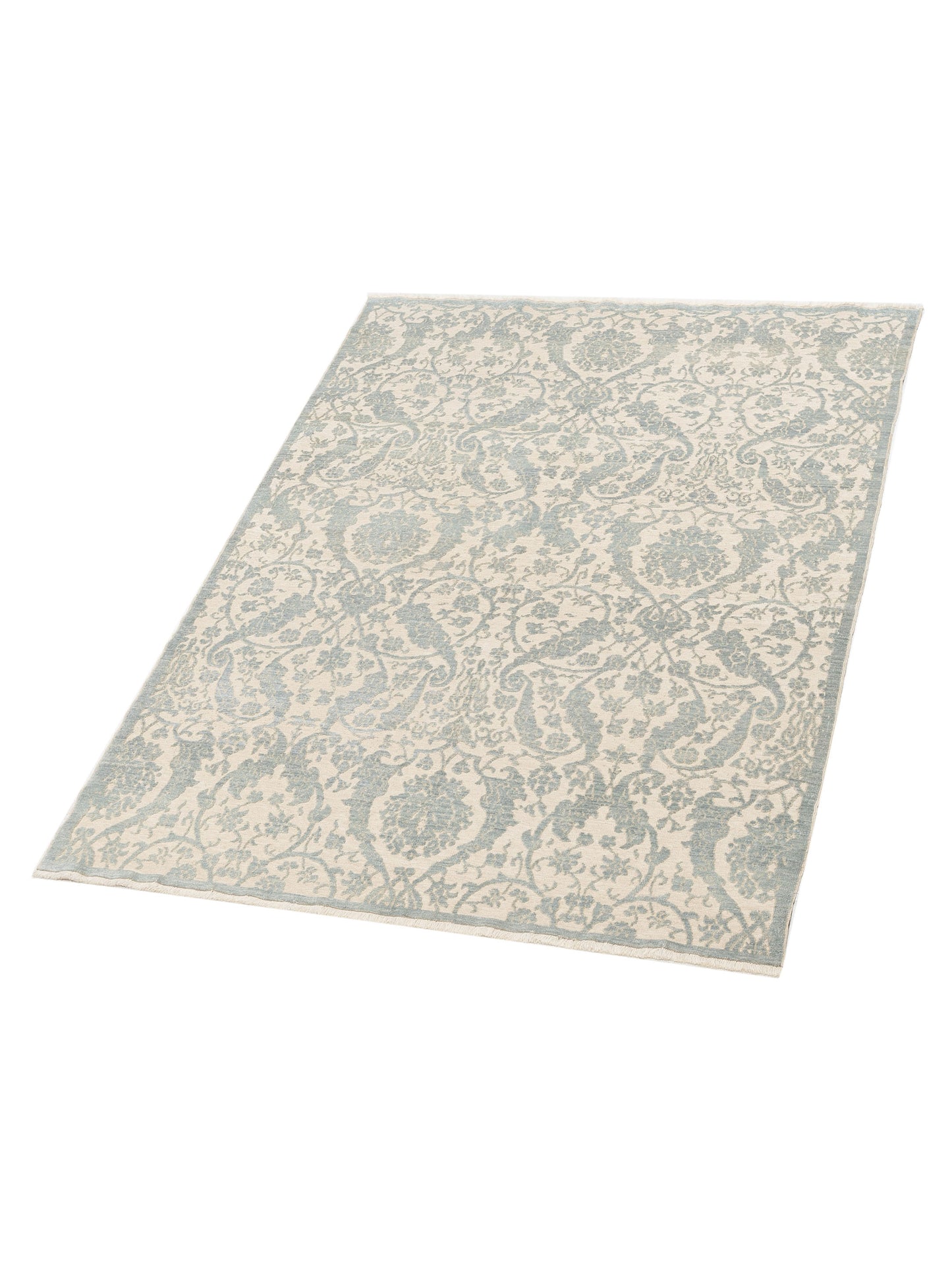 Defne Orchid Beige Ice Blue 5.7x7.7 Hand Knotted Rug