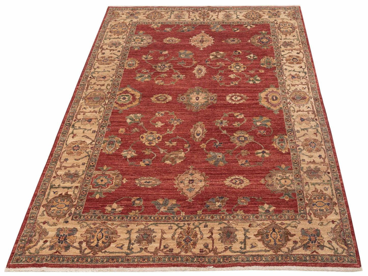 Elvan Tansu Red Ivory 6.3x9.1 Hand Knotted Rug