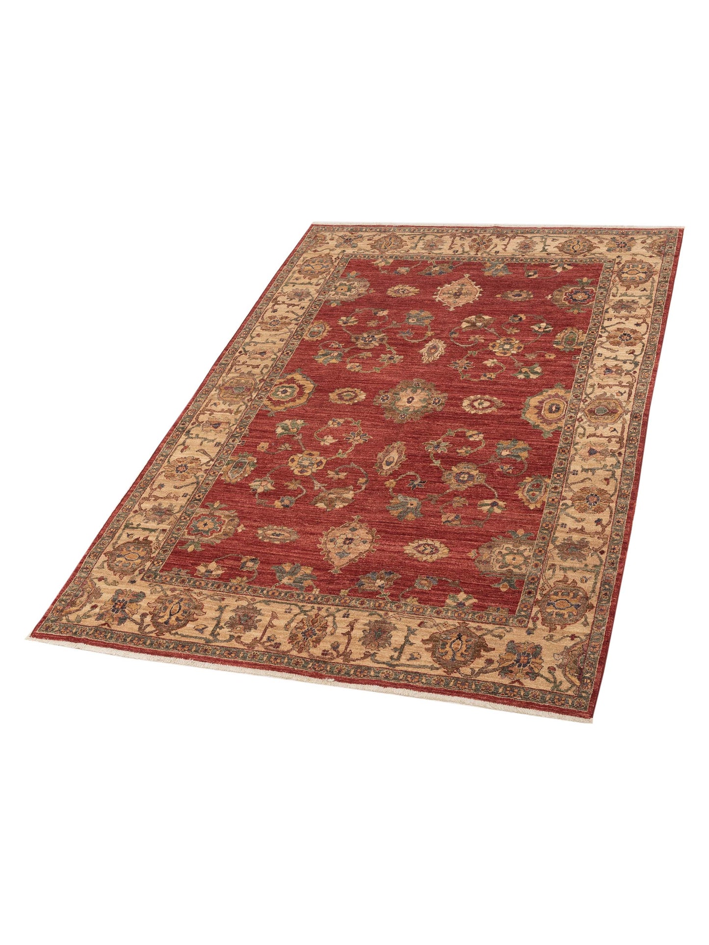 Elvan Tansu Red Ivory 6.3x9.1 Hand Knotted Rug