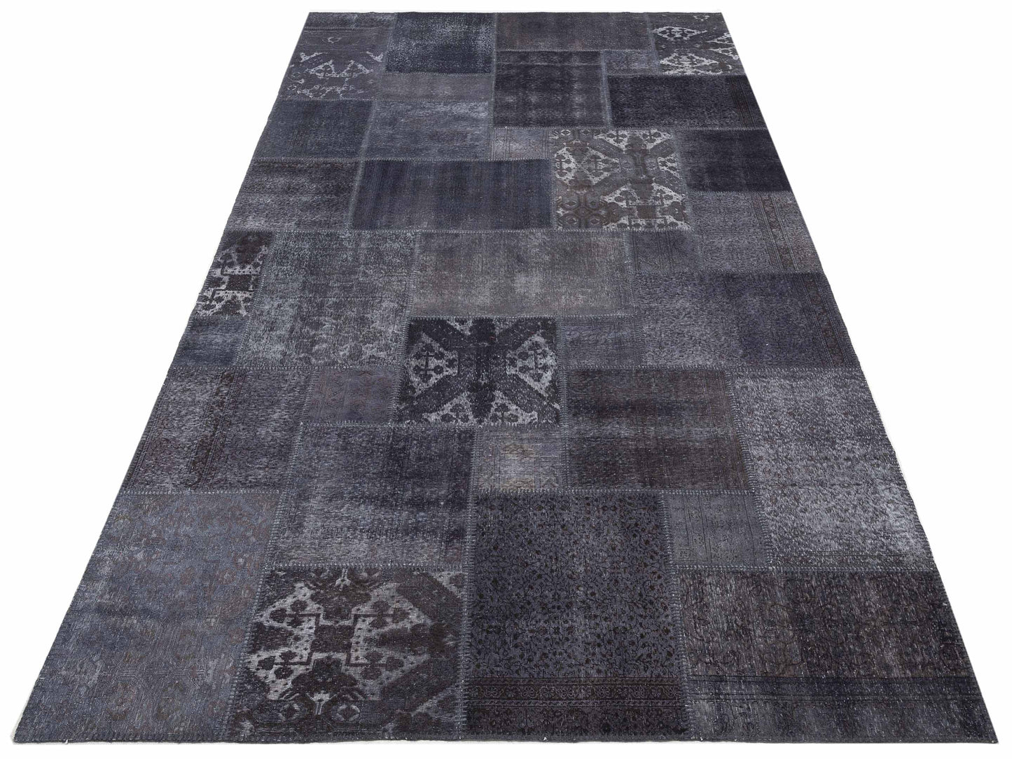 Turkish Vestige Patchwork 145445 Charcoal 7x13 Hand Knotted Rug
