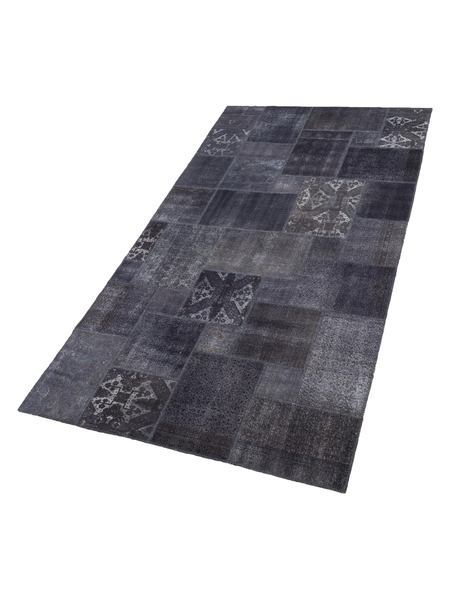 Turkish Vestige Patchwork 145445 Charcoal 7x13 Hand Knotted Rug