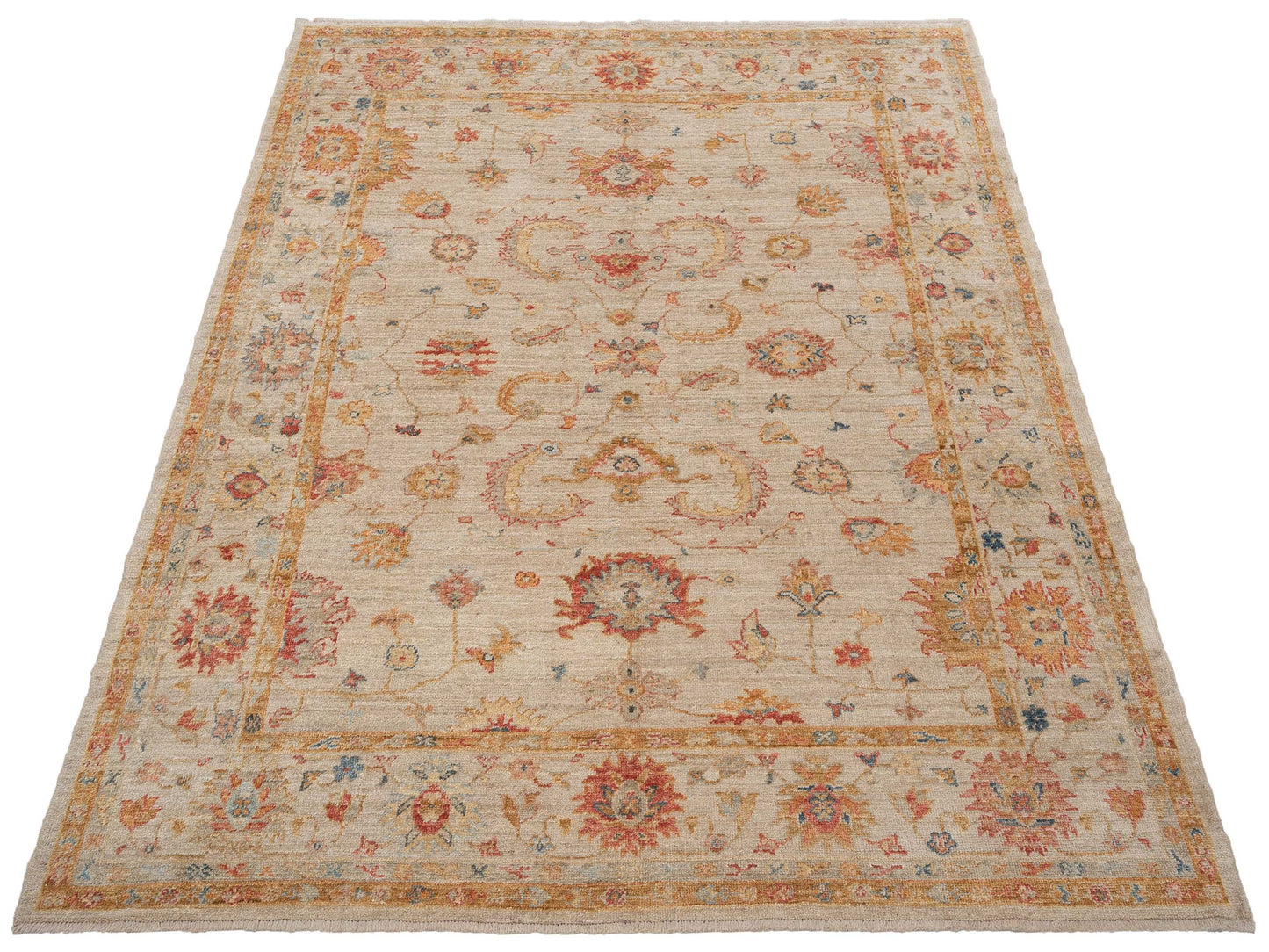 Angora Oushak 145740 Ivory Ivory 8x10.3 Hand Knotted Rug