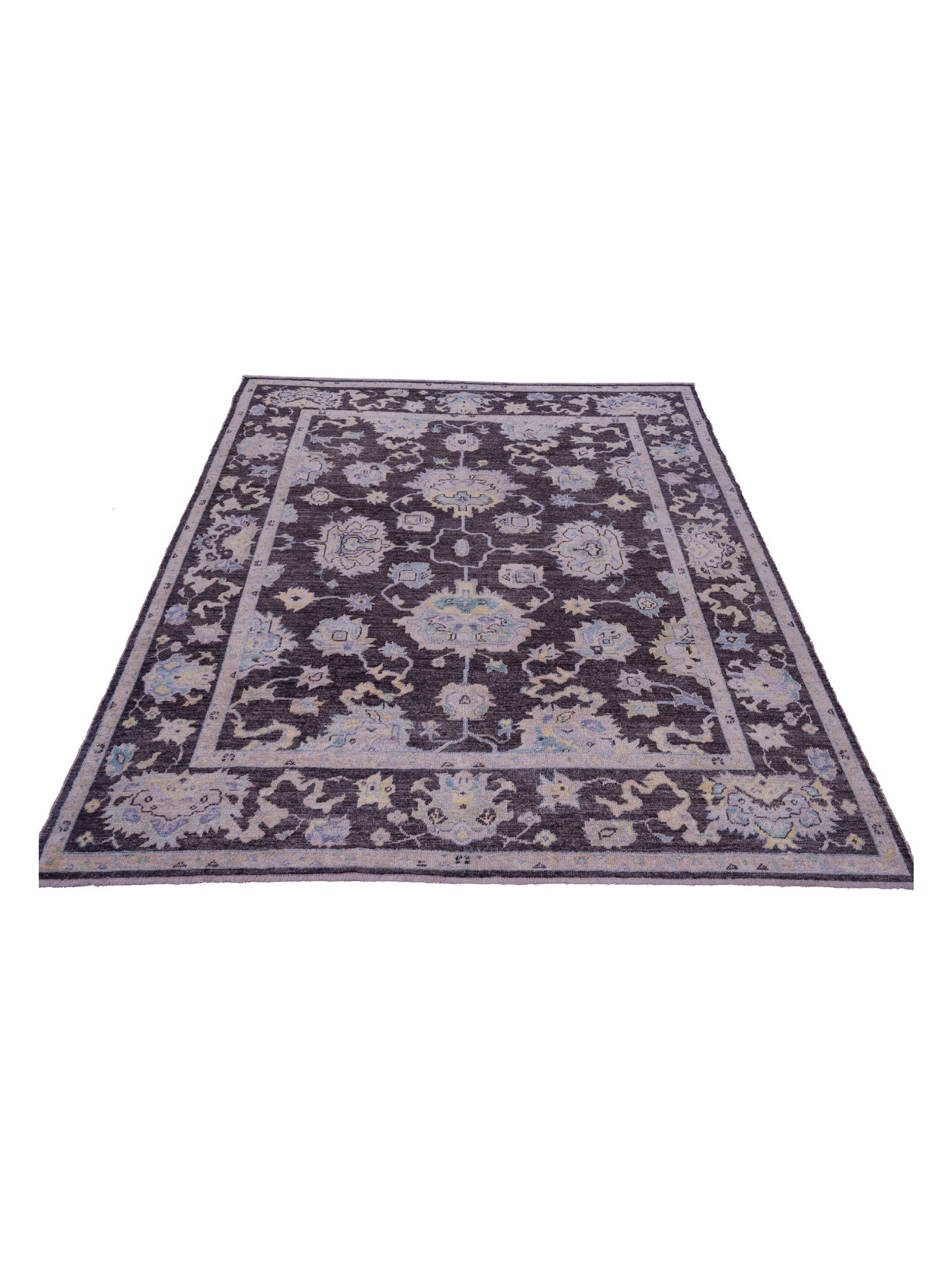 Angora Oushak 145744 Charcoal Charcoal 8.1x9.8 Hand Knotted Rug