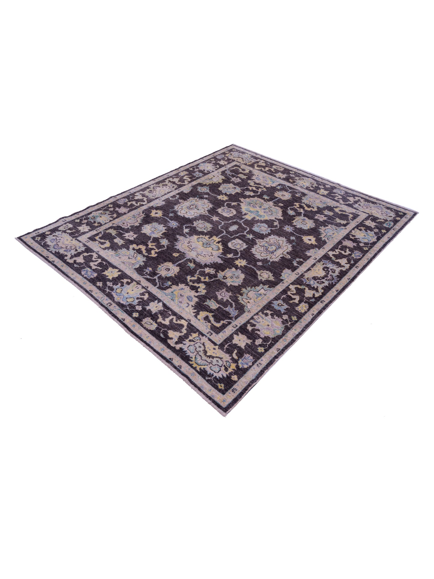 Angora Oushak 145744 Charcoal Charcoal 8.1x9.8 Hand Knotted Rug