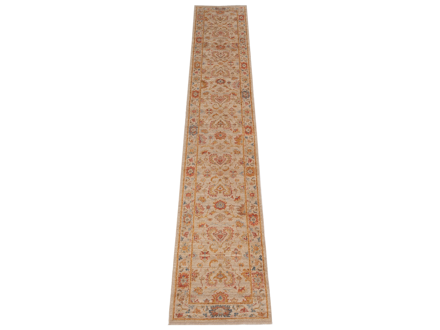 Angora Oushak 145764 Ivory Ivory 2.6x15.3 Hand Knotted Rug