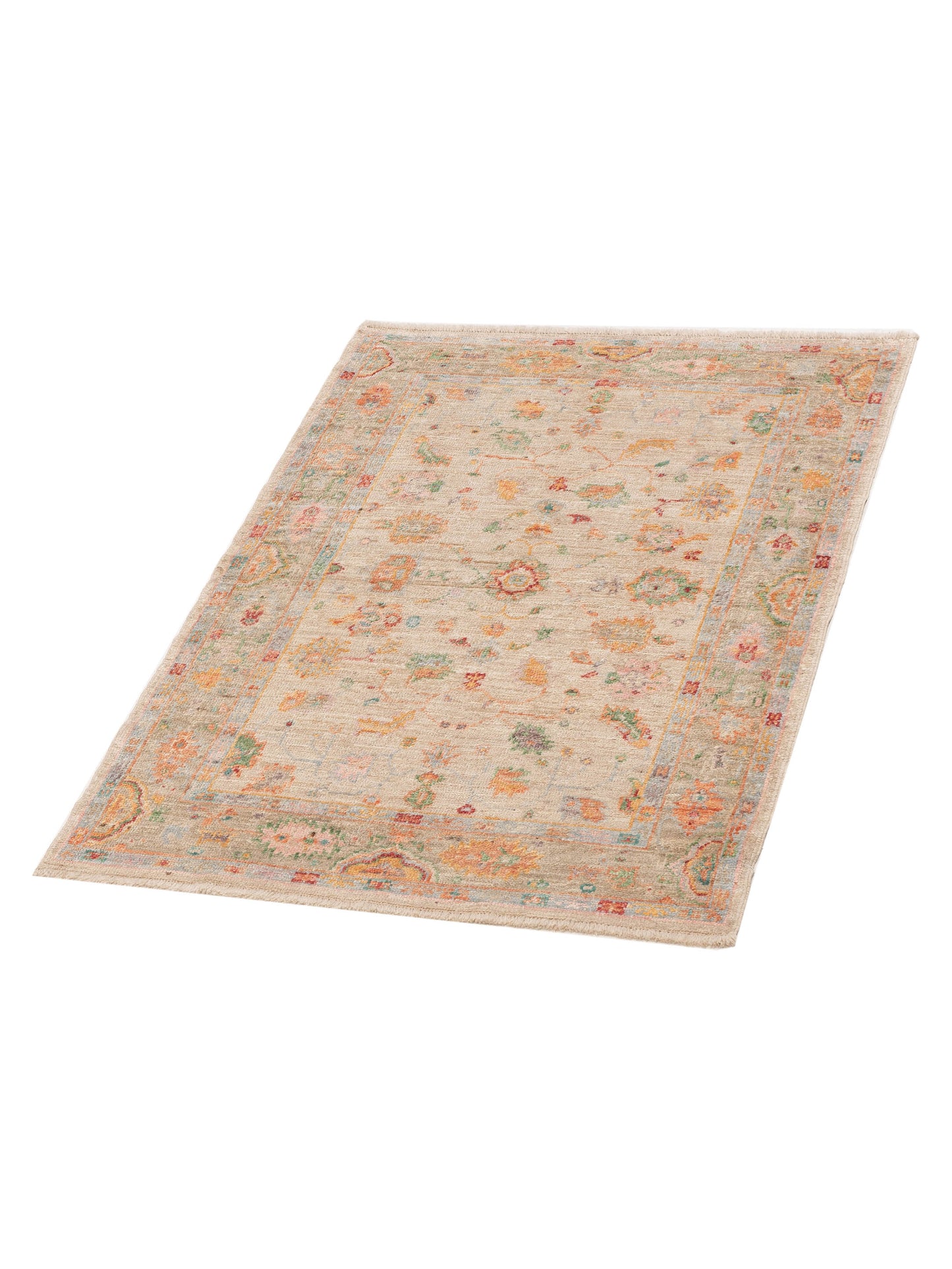 Angora Oushak 145785 Ivory Silver 4.2x5.8 Hand Knotted Rug