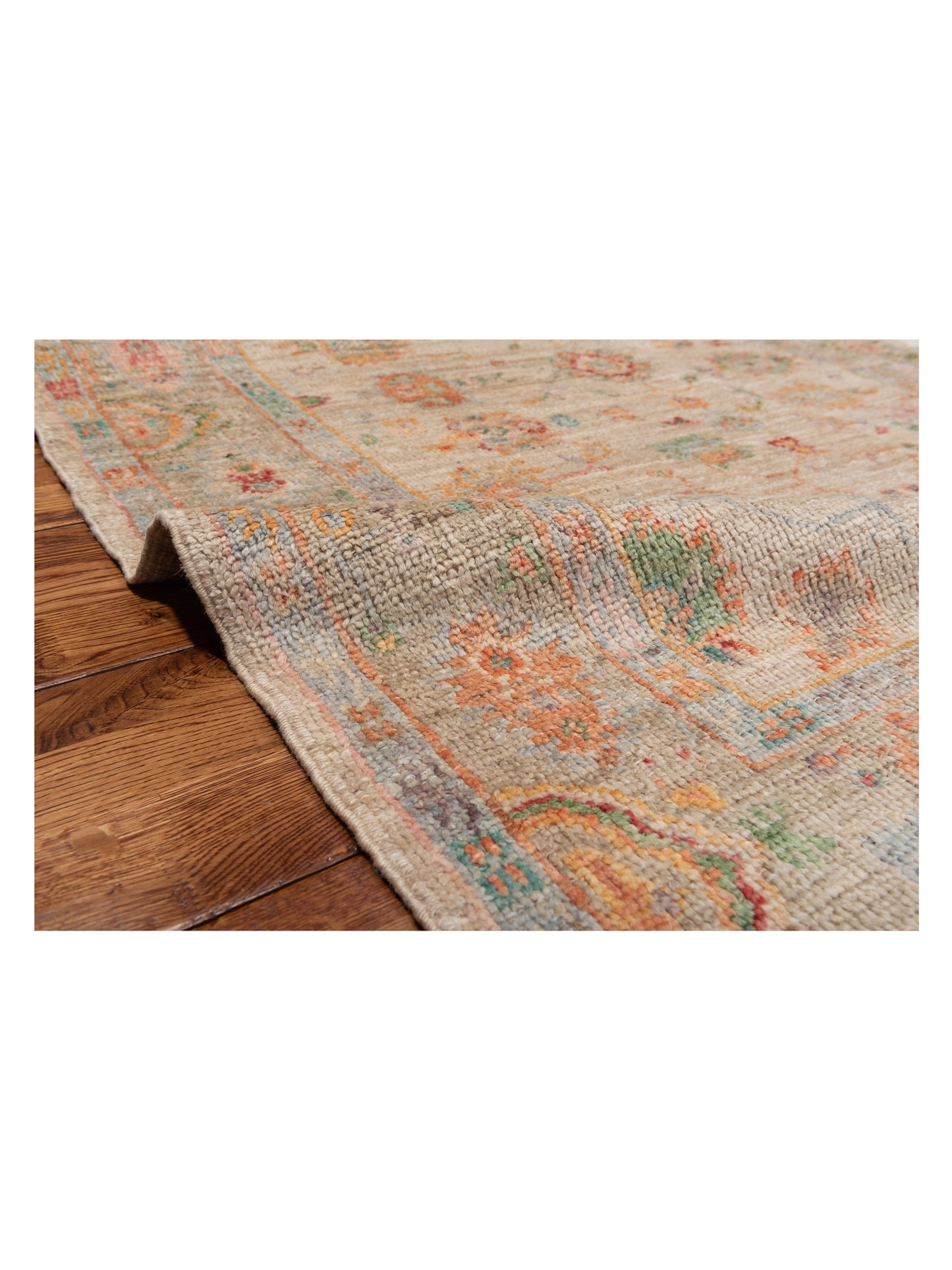 Angora Oushak 145785 Ivory Silver 4.2x5.8 Hand Knotted Rug