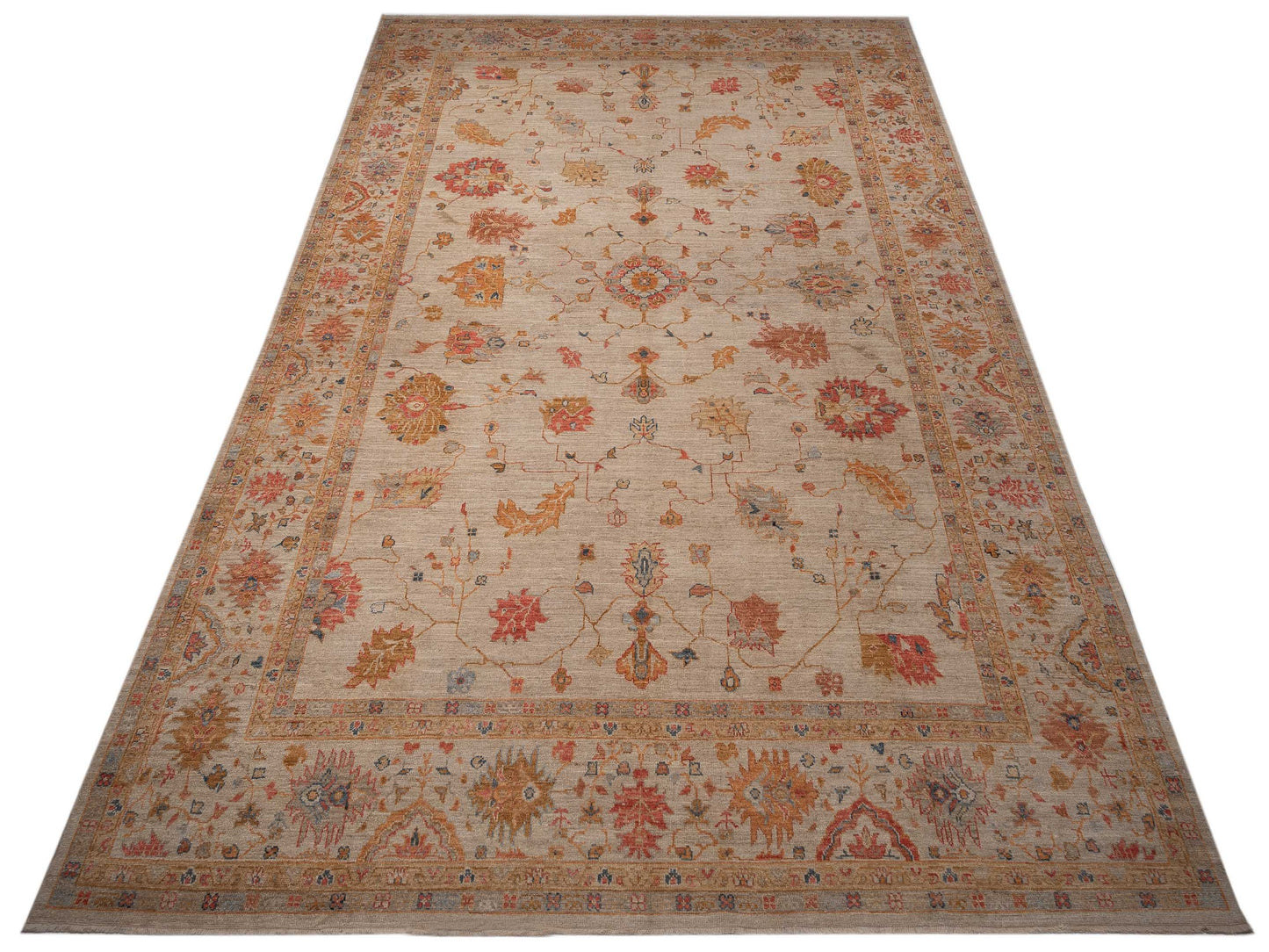 Angora Oushak 145794 Ivory Ivory 12.3x17.7 Hand Knotted Rug