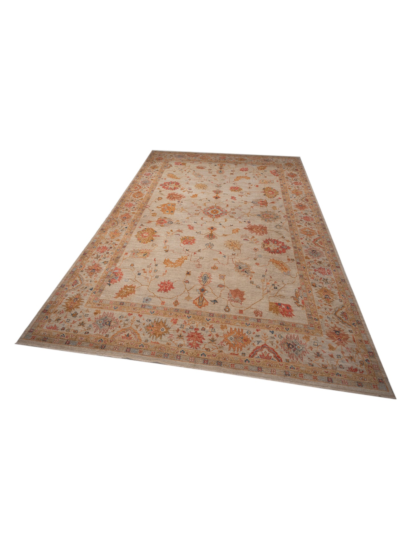 Angora Oushak 145794 Ivory Ivory 12.3x17.7 Hand Knotted Rug