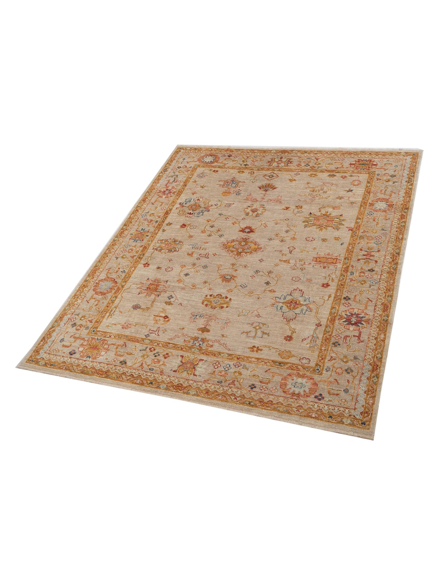 Angora Oushak 145809 Ivory Silver 8.4x9.8 Hand Knotted Rug
