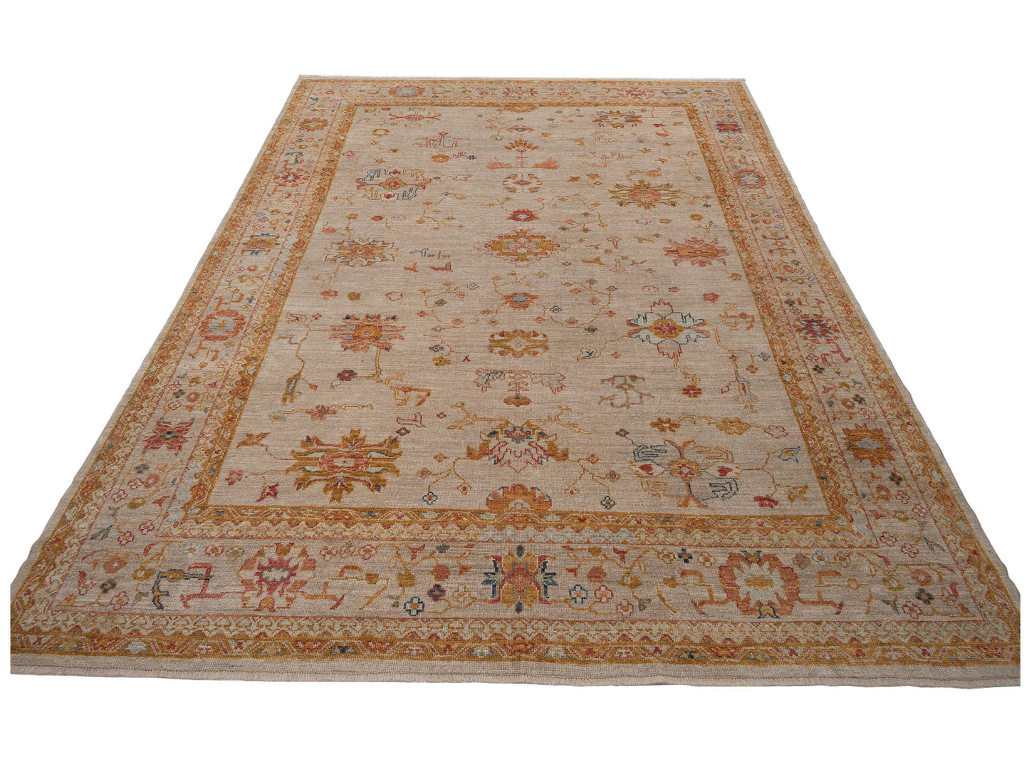 Angora Oushak 145846 Ivory Silver 10.1x13.2 Hand Knotted Rug