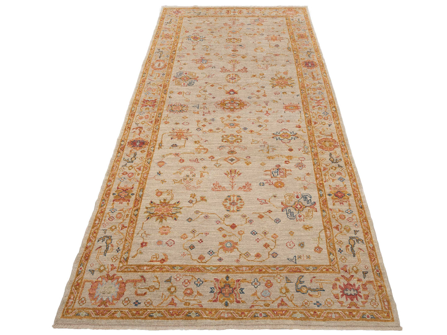 Angora Oushak 145866 Ivory Ivory 6.2x13.2 Hand Knotted Rug