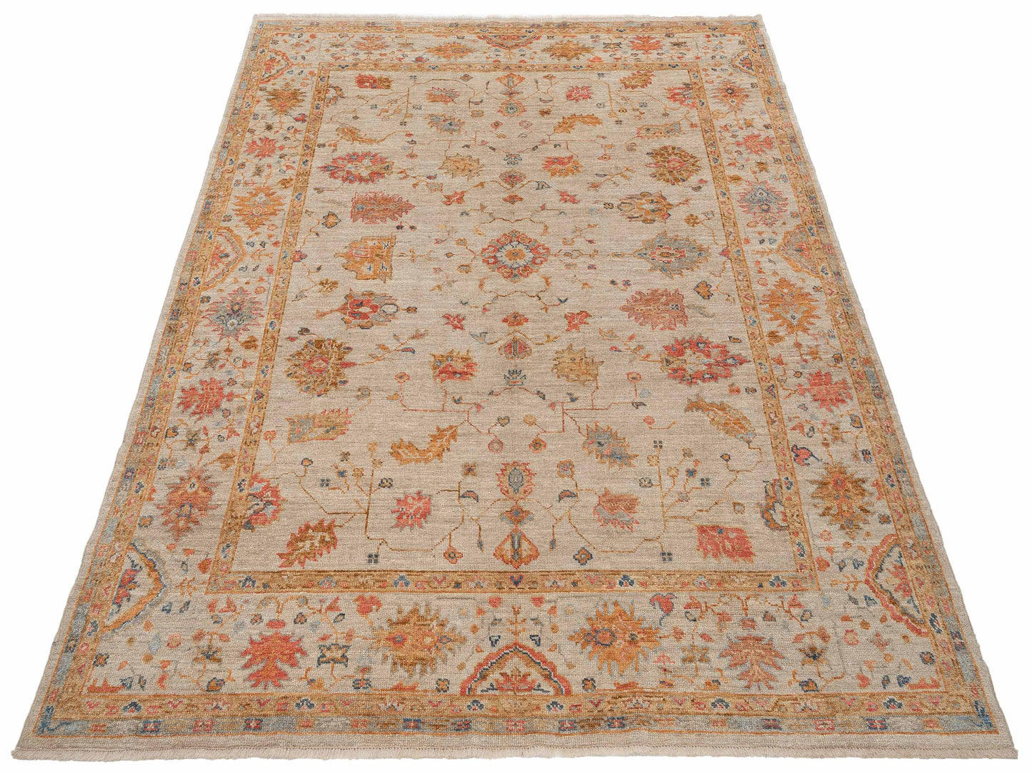 Angora Oushak 145877 Ivory Ivory 8.6x10.5 Hand Knotted Rug