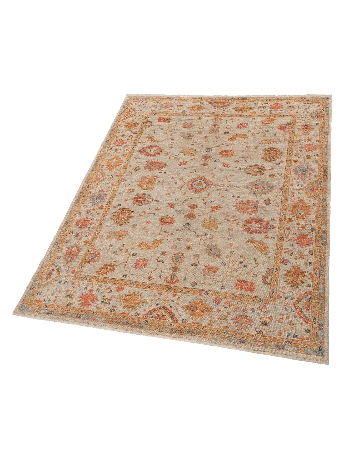 Angora Oushak 145877 Ivory Ivory 8.6x10.5 Hand Knotted Rug