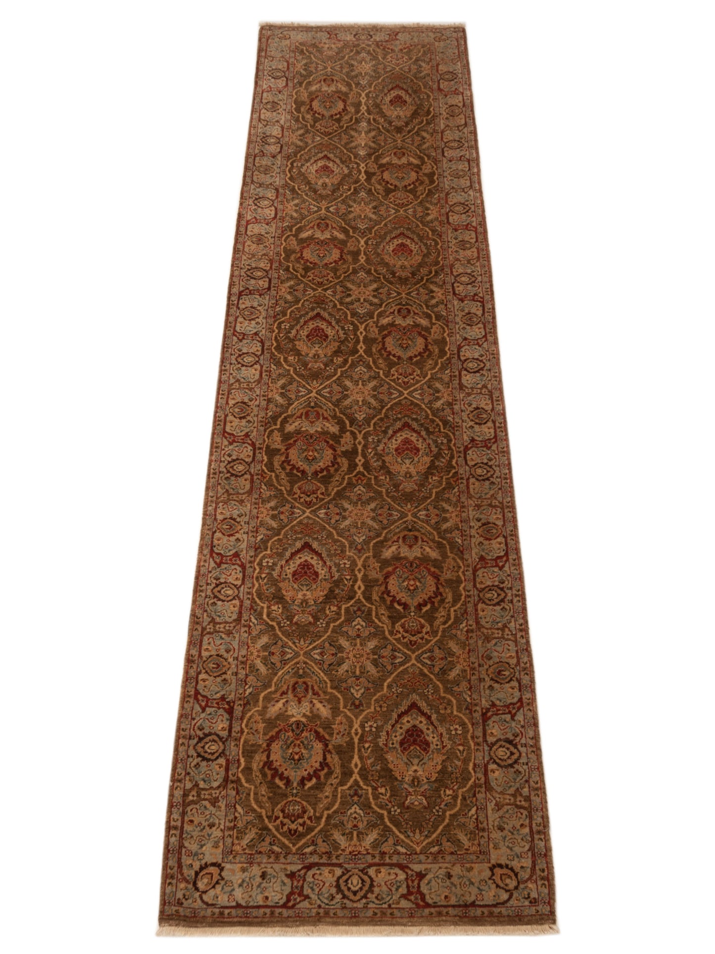 Firuze Simla Brown Light Blue 2.7x11.11 Hand Knotted Rug