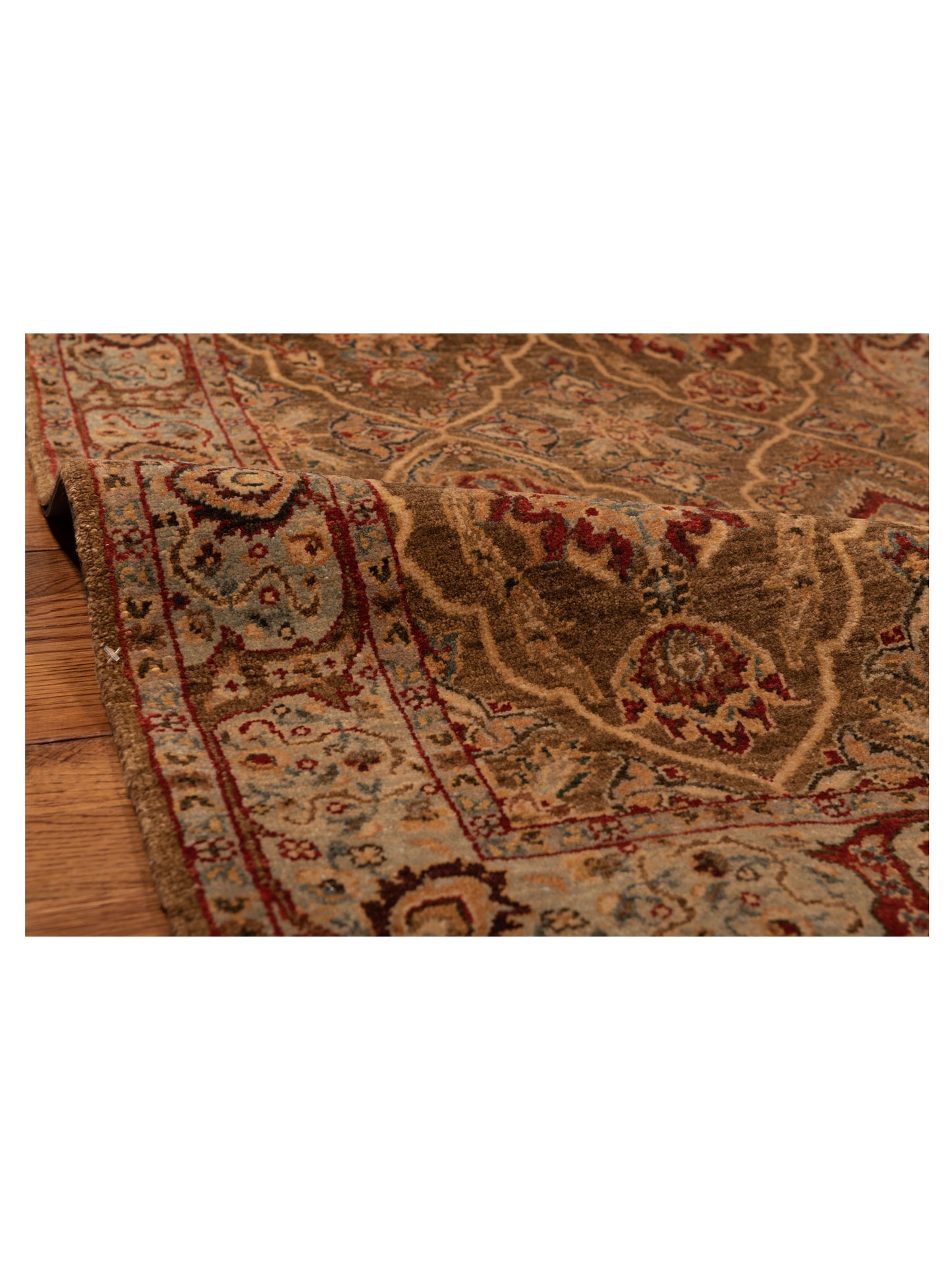 Firuze Simla Brown Light Blue 2.7x11.11 Hand Knotted Rug