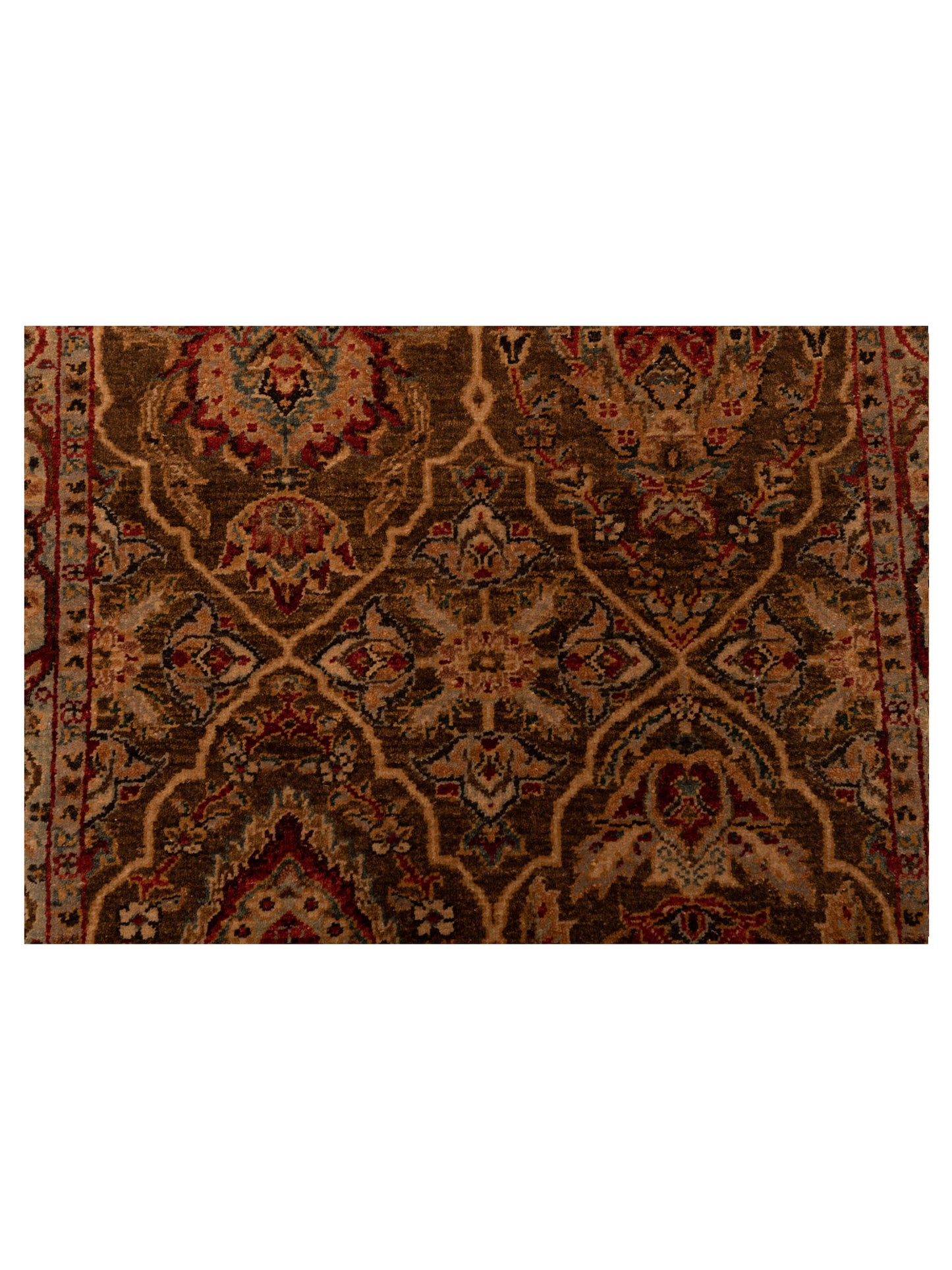 Firuze Simla Brown Light Blue 2.7x11.11 Hand Knotted Rug