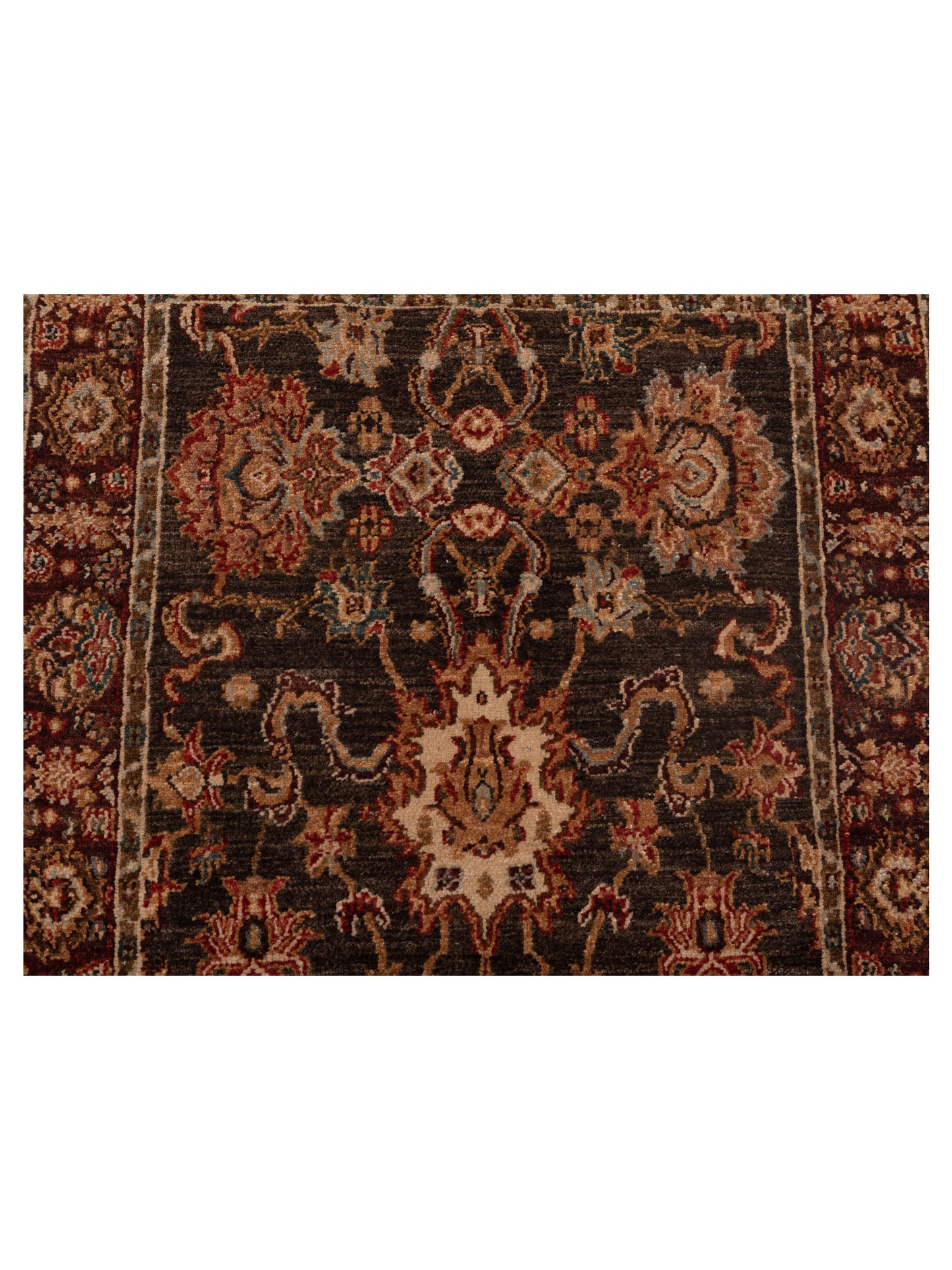 Firuze Lidya Charcoal Burgundy 2.7x11.6 Hand Knotted Rug