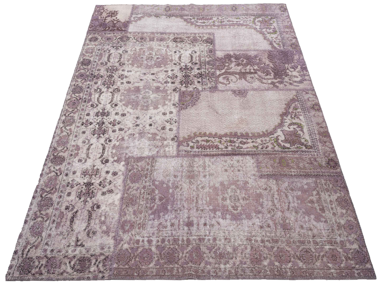 Turkish Vestige Patchwork 146022 Purple 8.1x10 Hand Knotted Rug