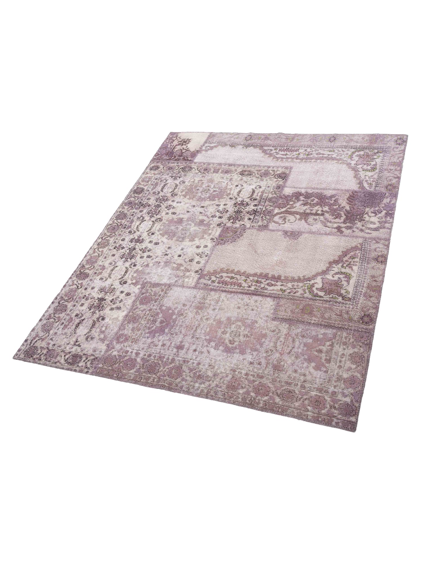 Turkish Vestige Patchwork 146022 Purple 8.1x10 Hand Knotted Rug