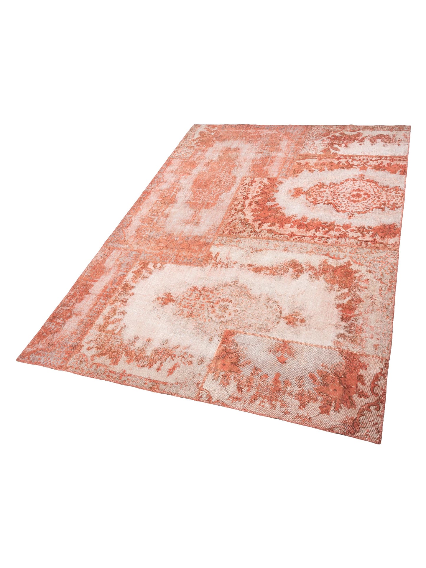 Turkish Vestige Patchwork 146039 Coral 10.1x13.1 Hand Knotted Rug