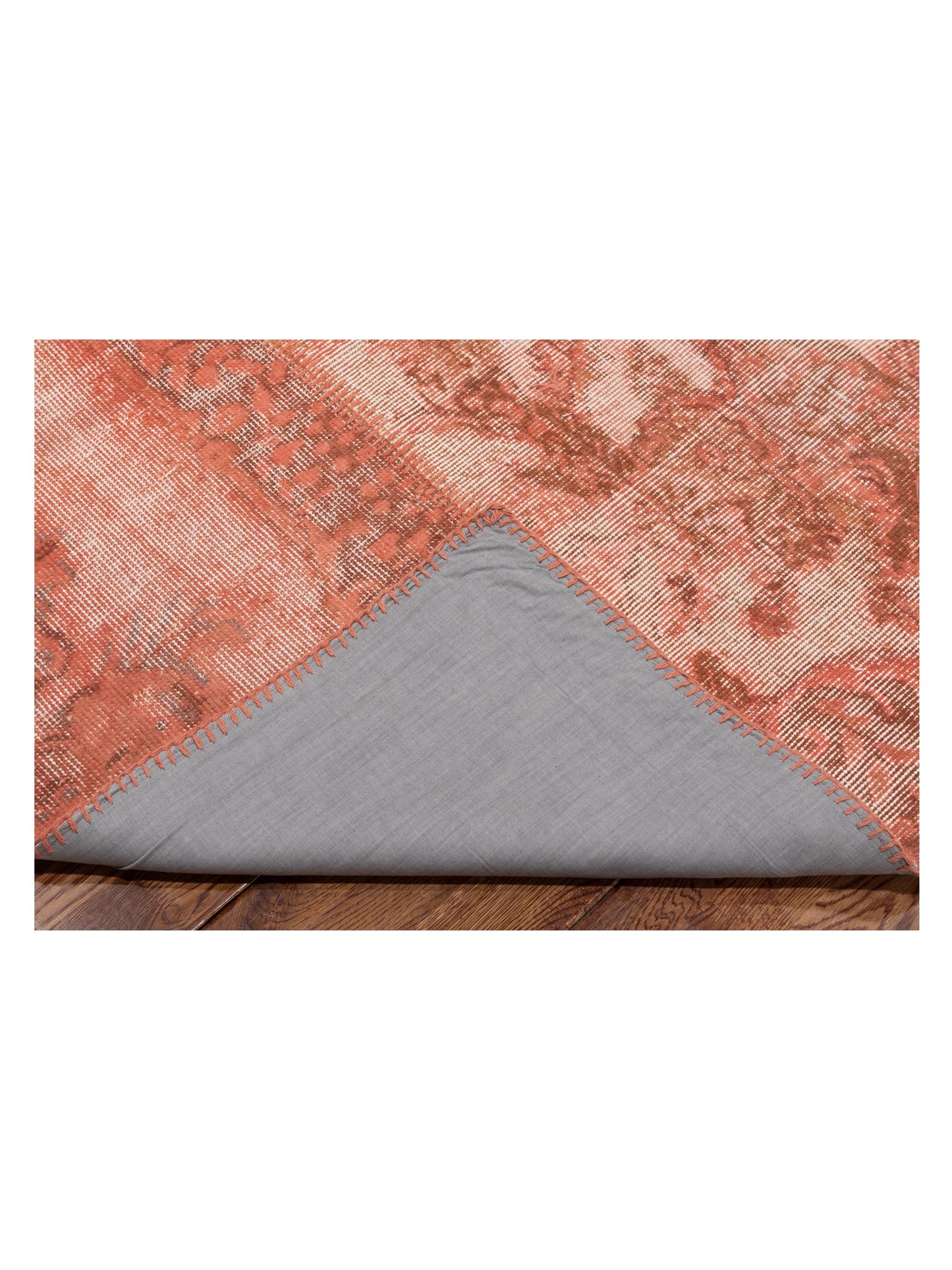 Turkish Vestige Patchwork 146039 Coral 10.1x13.1 Hand Knotted Rug