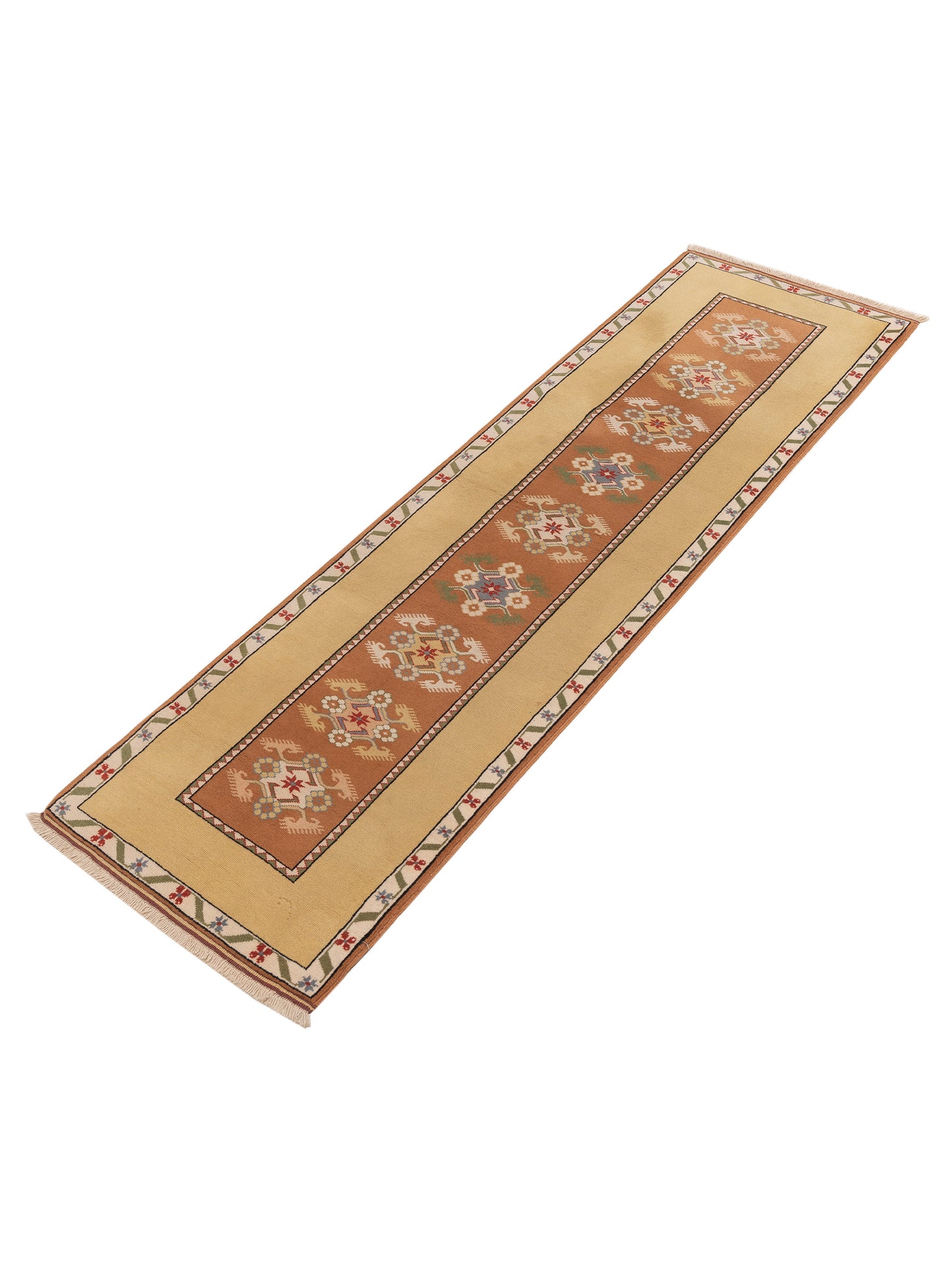 Milas 146095 Brown Gold 2.9x9.7 Hand Knotted Rug