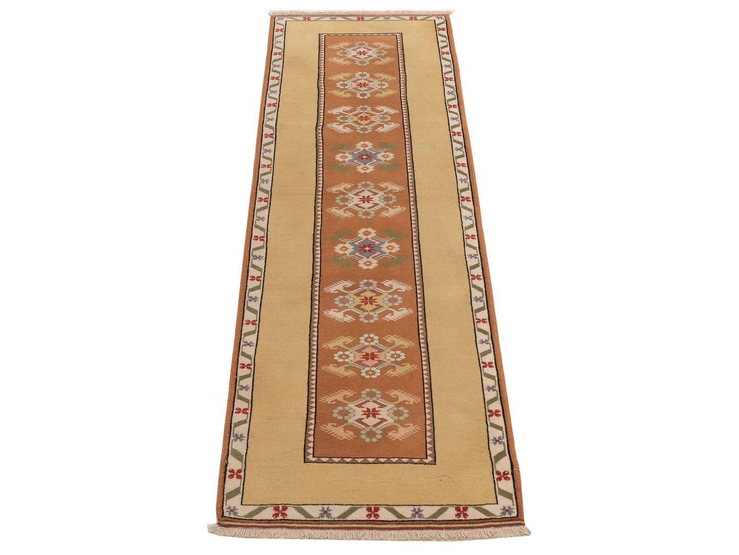 Milas 146095 Brown Gold 2.9x9.7 Hand Knotted Rug