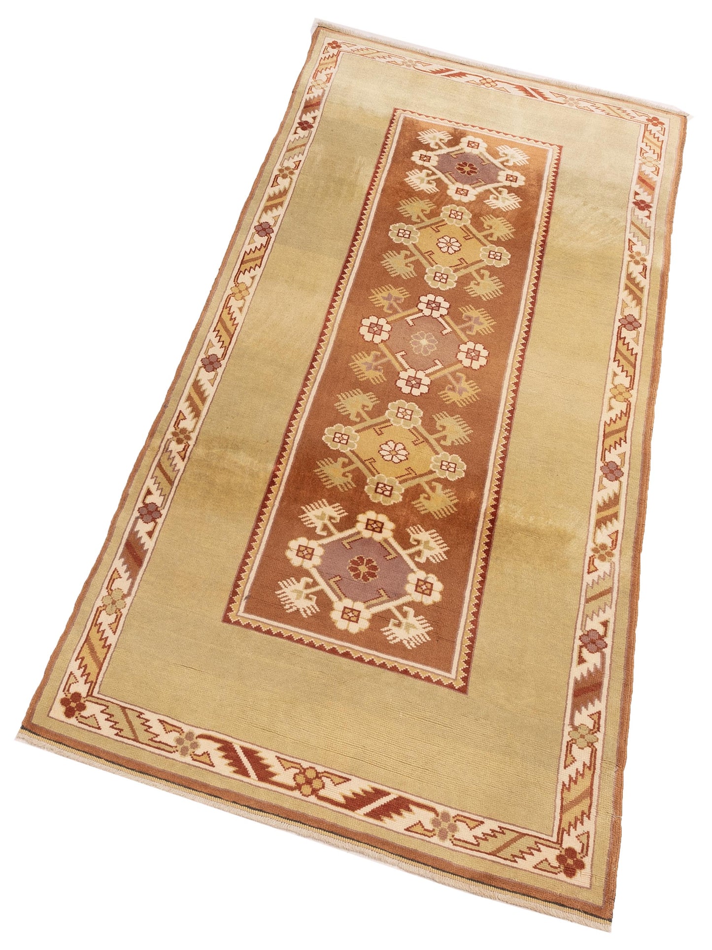 Milas 146097 Brown Gold 3.11x8.6 Hand Knotted Rug