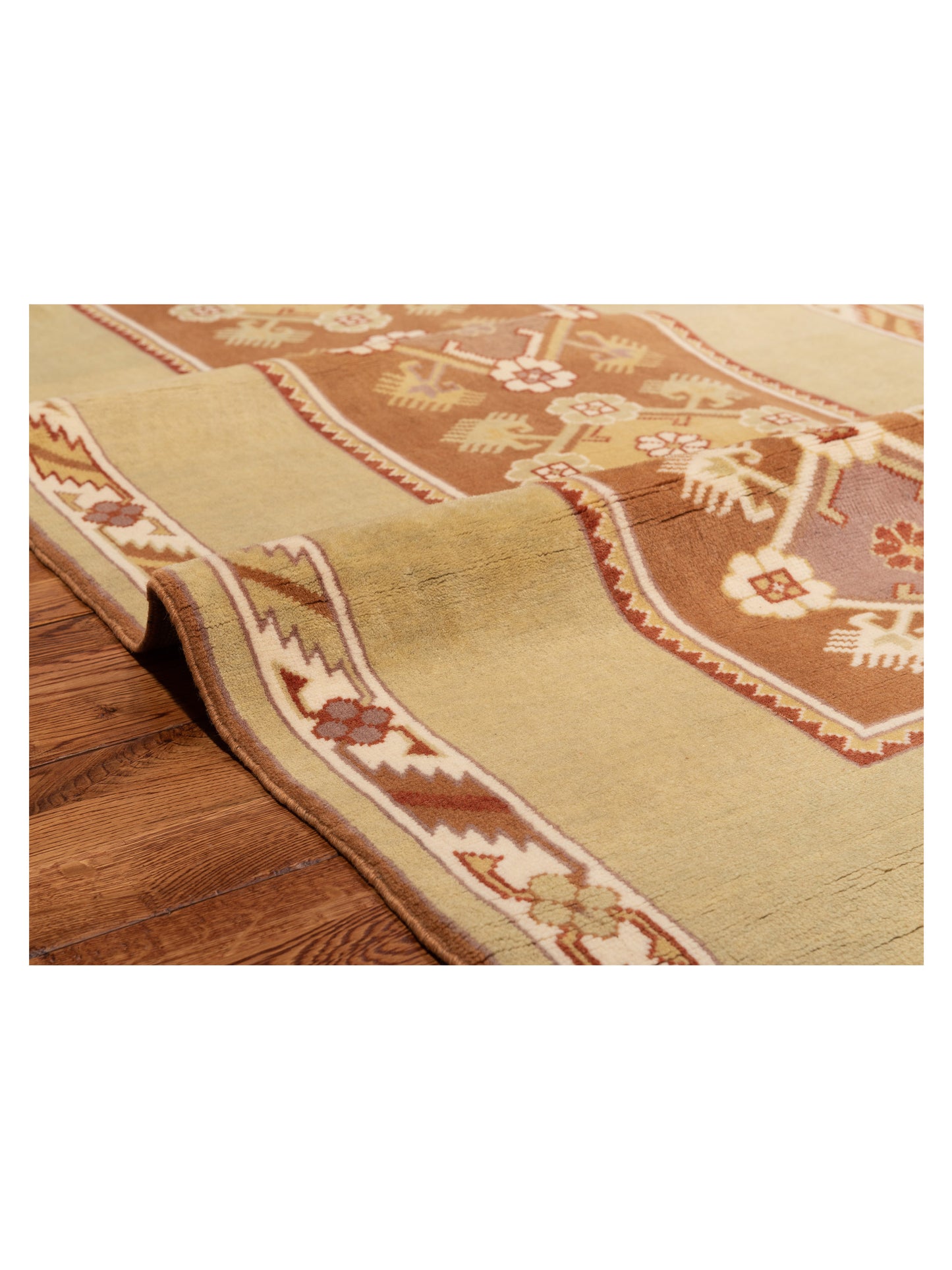 Milas 146097 Brown Gold 3.11x8.6 Hand Knotted Rug