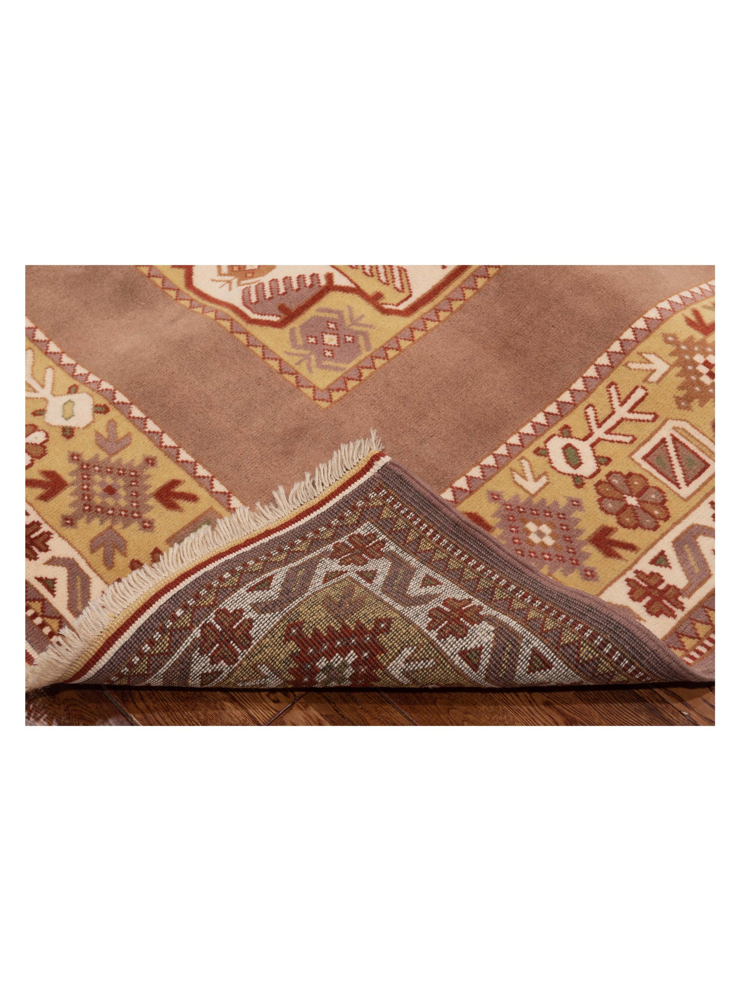 Milas 146105 Brown Gold 6.7x9.2 Hand Knotted Rug