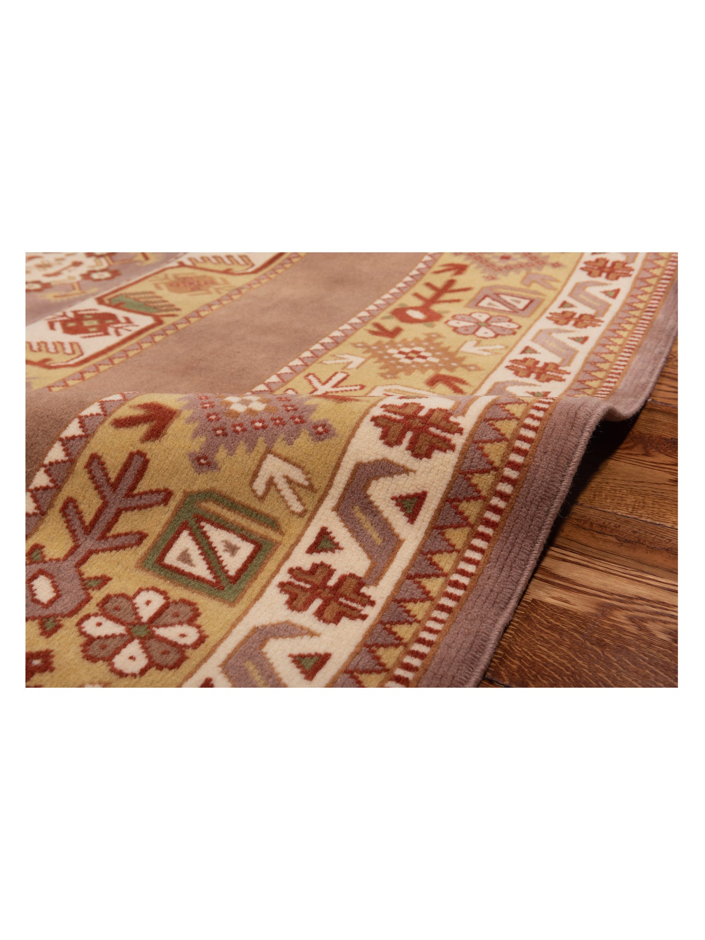 Milas 146105 Brown Gold 6.7x9.2 Hand Knotted Rug
