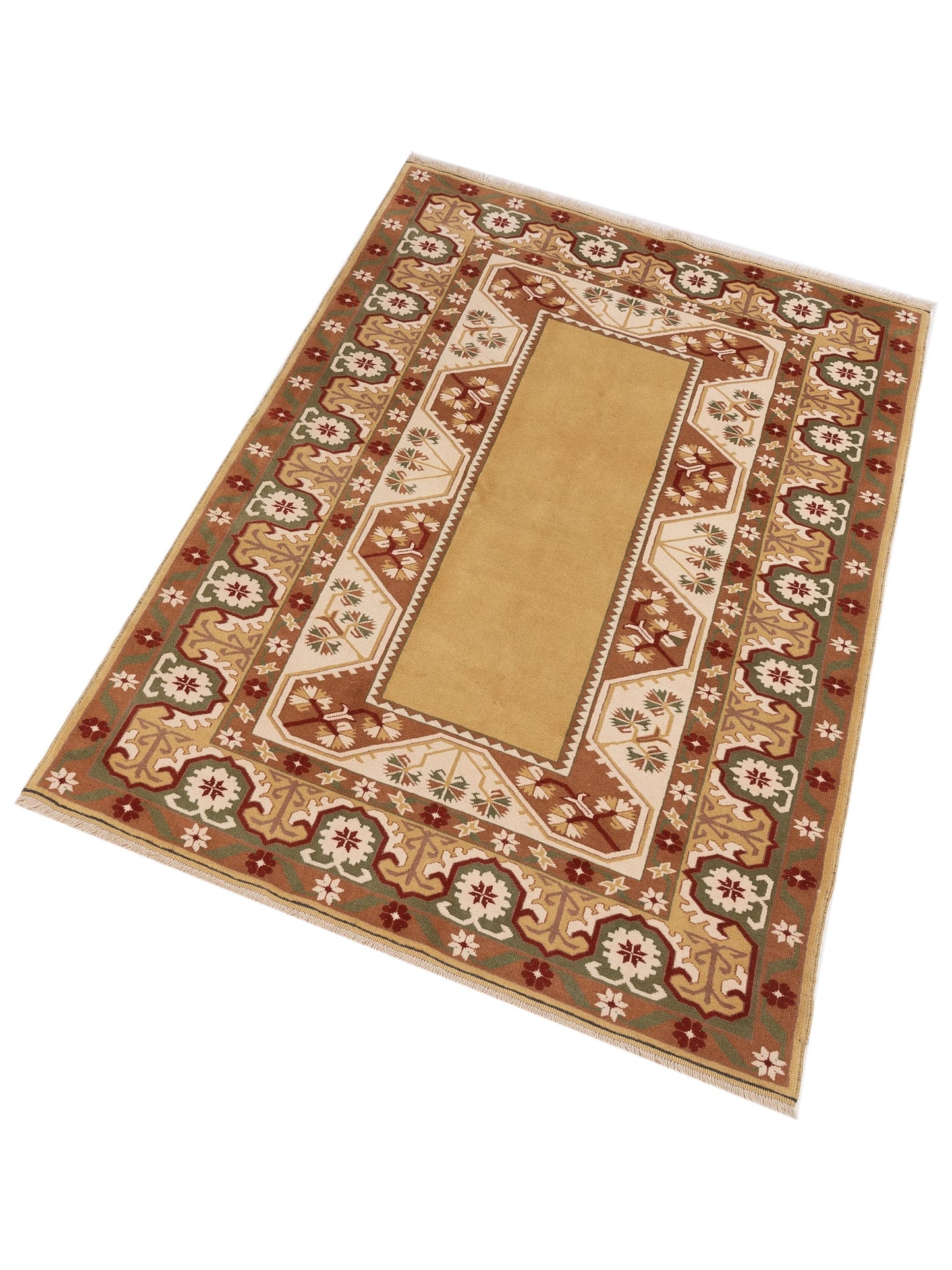 Milas 146107 Gold Brown 5.2x8.4 Hand Knotted Rug